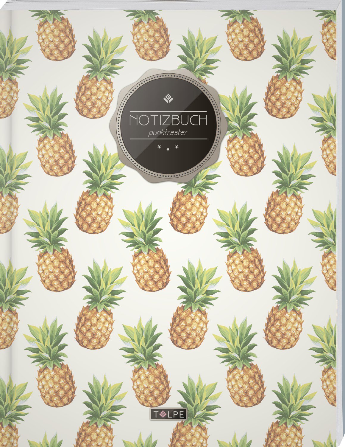 TULPE Punktraster Notizbuch A4 „C092 Hipster Ananas“ (140+ Seiten, Vintage Softcover, Punktkariertes Papier - Bullet Journal, Dickes Notizheft, ... Gepunktete Seiten, Dot Grid Notebook) Self-help
