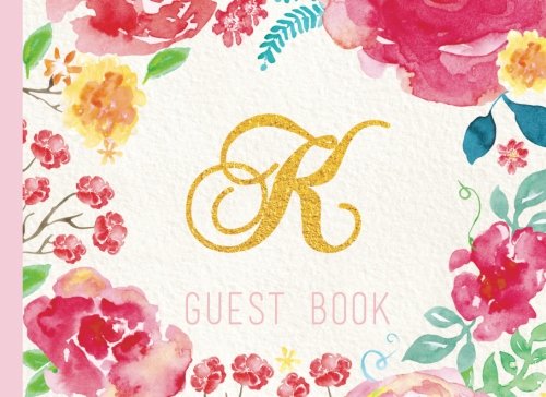 Guest Book Initial K: Pink Floral Watercolor Guestbook, Monogram. For Birthday Parties, Christening, Baby Shower, Celebration of Life (Elegant Celebrations) Hobbies & Crafts
