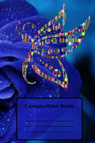 Blue Rose Mosaic Butterfly Composition Book - College Ruled Books