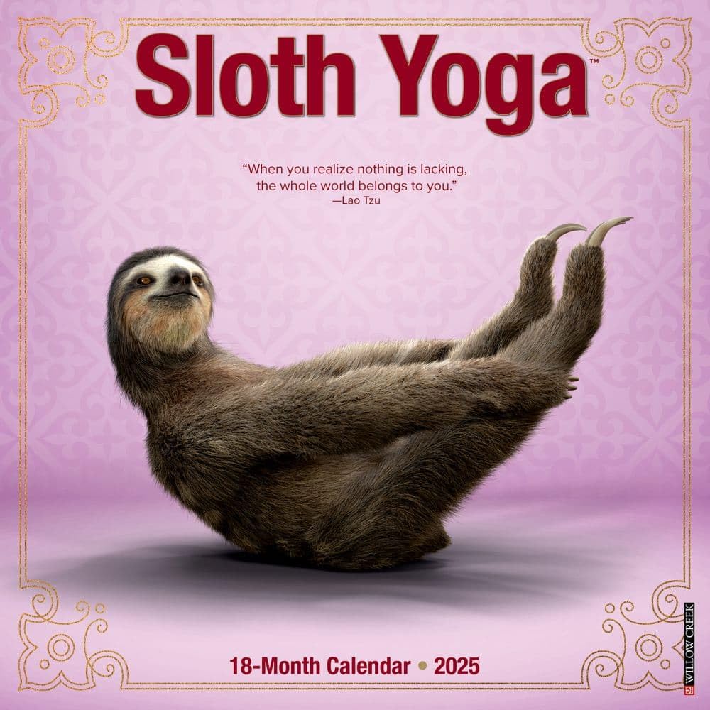 Sloth Yoga 2026 12 X 12 Wall Calendar Leisure, Home & Garden