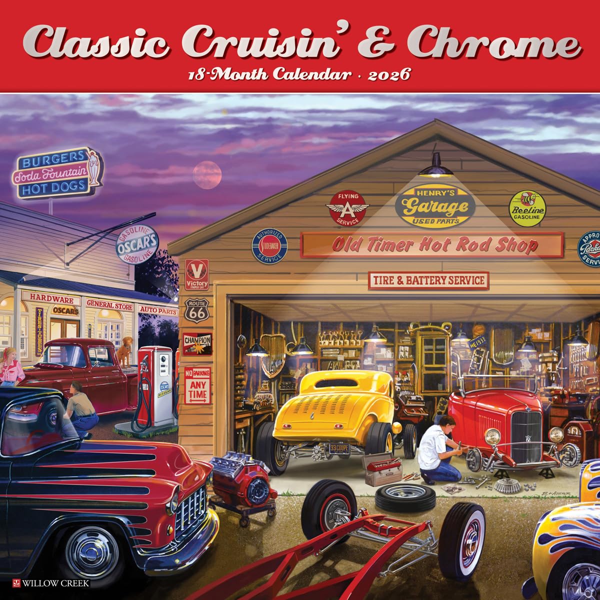 Classic Cruisin' & Chrome 2026 12 X 12 Wall Calendar Hobbies & Crafts