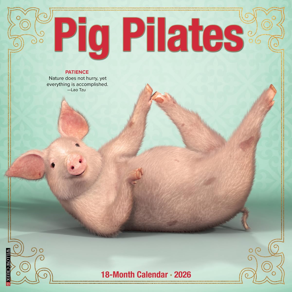 Pig Pilates 2026 12 X 12 Wall Calendar Leisure, Home & Garden