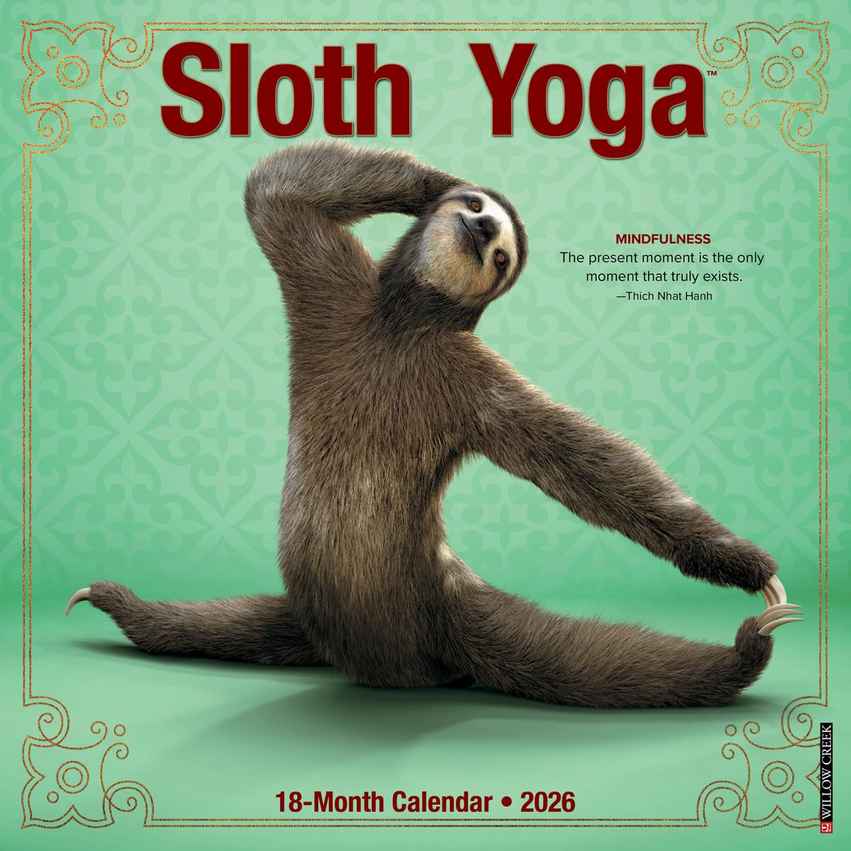 Sloth Yoga 2026 12 X 12 Wall Calendar Leisure, Home & Garden