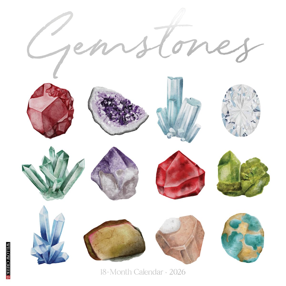 Gemstones 2026 12 X 12 Wall Calendar Film, Art & Culture