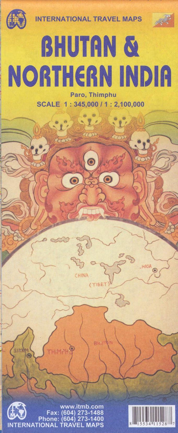 International Travel Map ITM Bhutan & Northern India: Paro, Thimphu (Travel Reference Map) Leisure, Home & Garden
