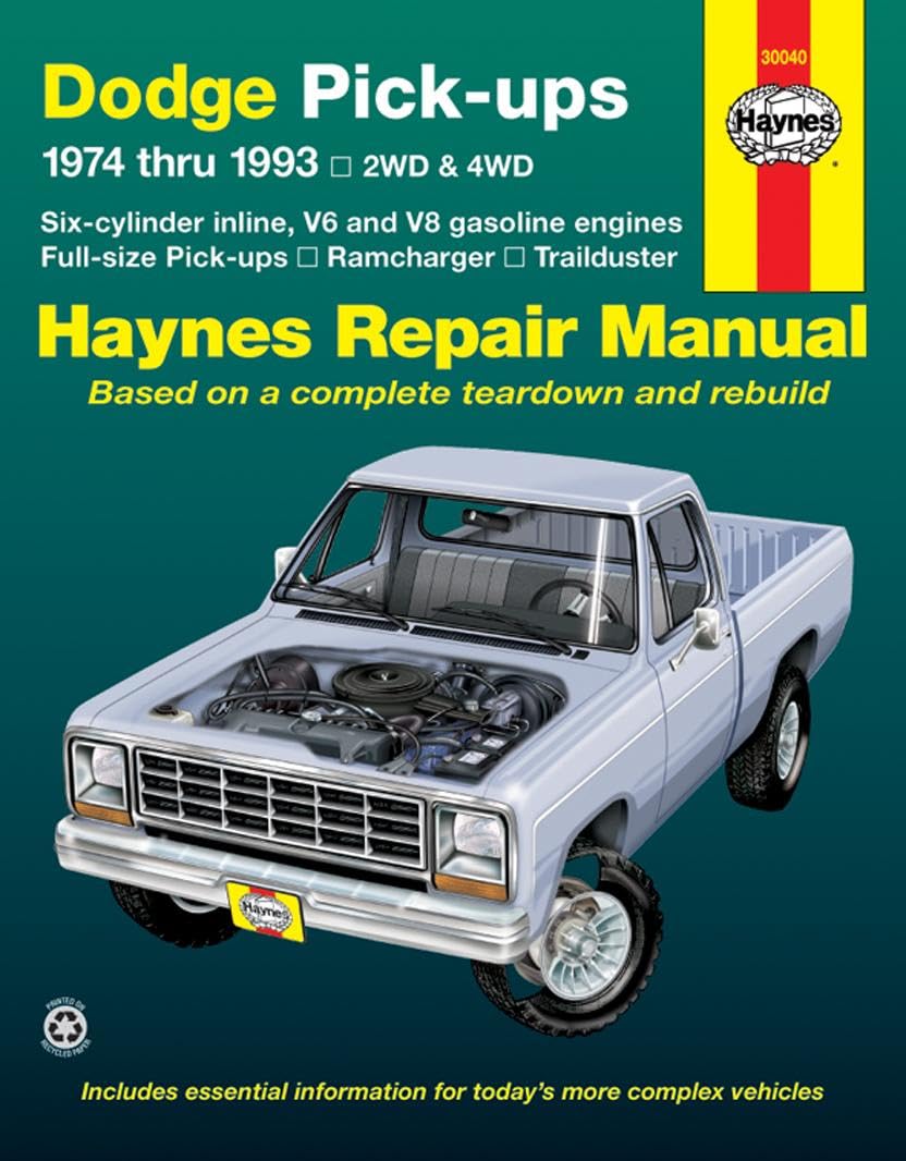 Dodge Ramcharger & Trailduster Full-Size Pick-Ups 1974 Thru 1993 Haynes Repair Manual Hobbies & Crafts
