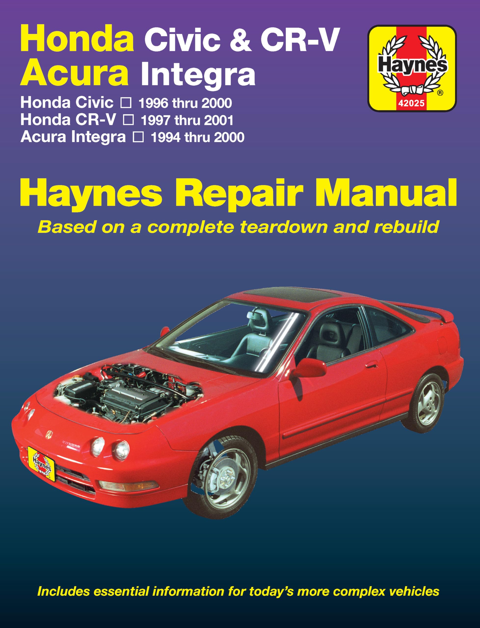 Honda Civic & CR-V - Acura Integra: Honda Civic - 1996 thru 2000 - Honda CR-V - 1997-2001 - Acura Integra 1994 thru 2000: Honda Civic 1996 Through ... Integra 1994 Through 2000 (Haynes Manuals) book