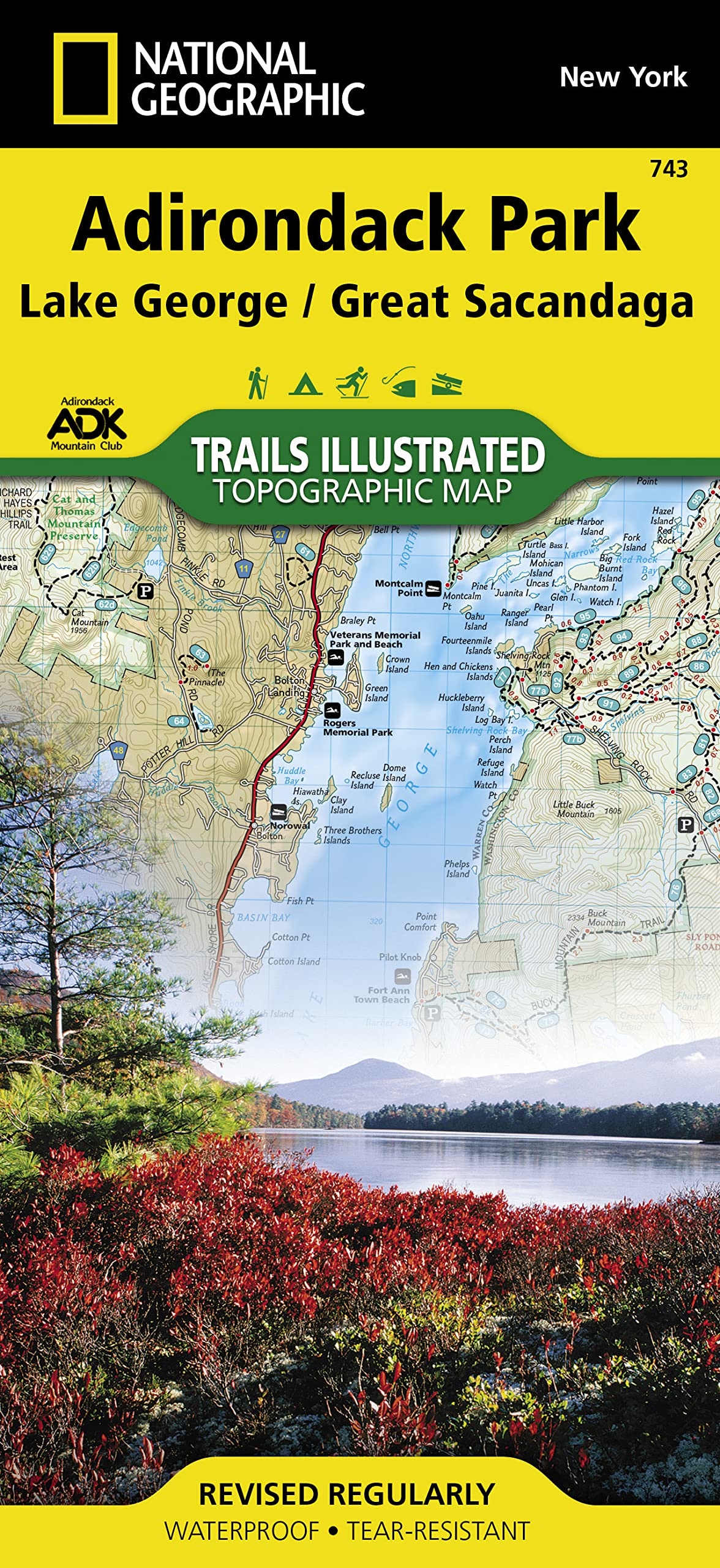 Lake George, Great Sacandaga: Adirondack Park Map Leisure, Home & Garden