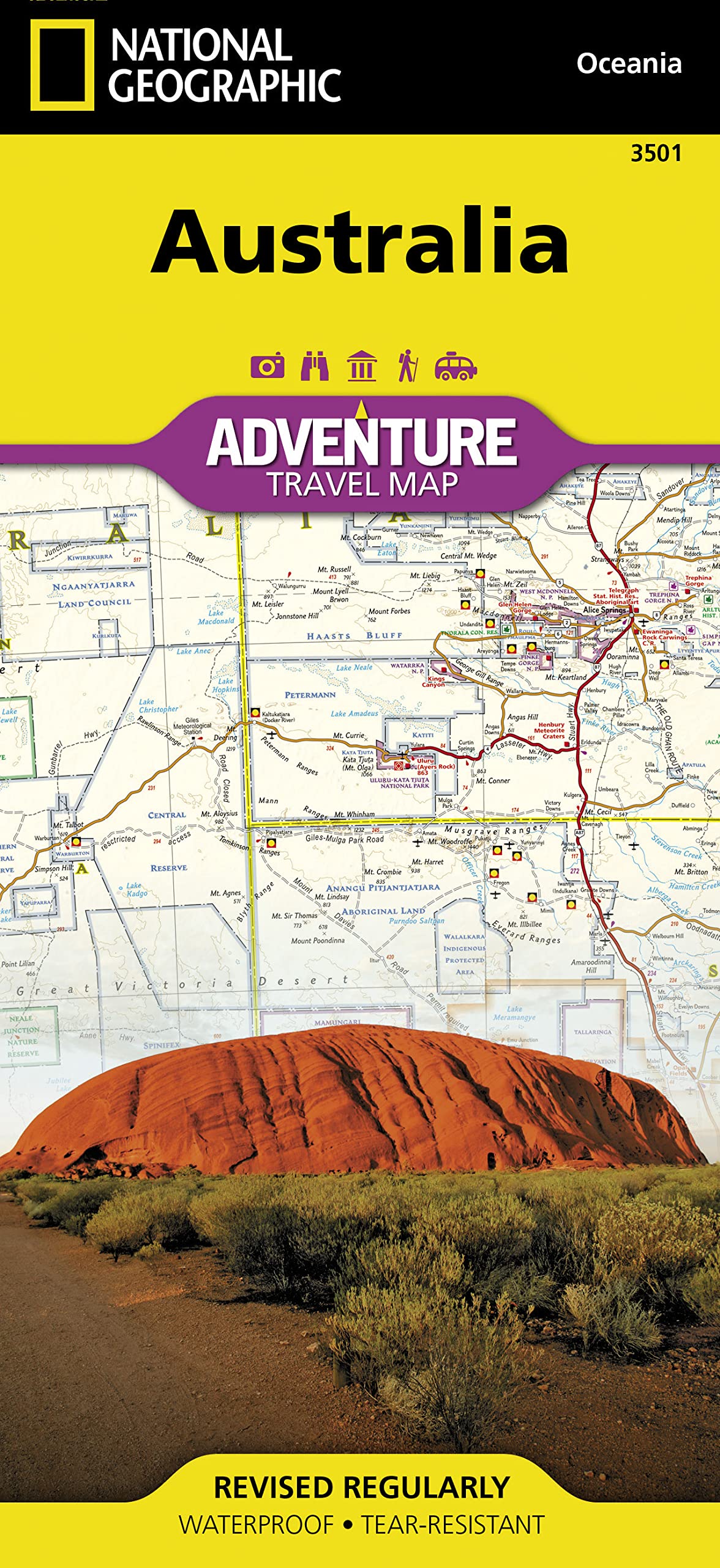 Australien: NATIONAL GEOGRAPHIC Adventure Maps: Protected Areas, Points of Interest, Detailed Road Network and Town Location Index. Waterproof. Tear-resistent Stationery