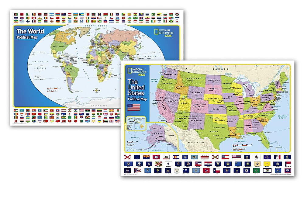National Geographic- World and United States for Kids Maps Map Pack Bundle (National Geographic Reference Map) Geology & Geography