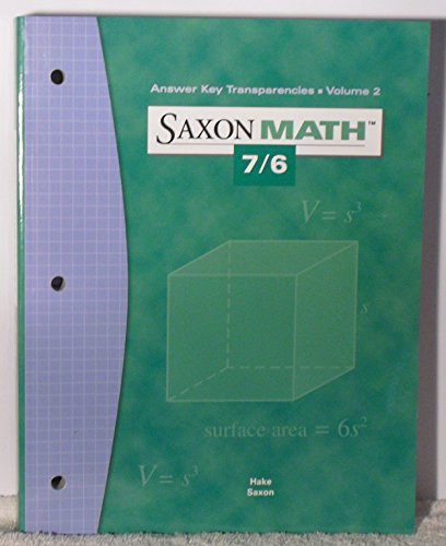 Product Image: Answer Key Transparencies (Saxon Math 7/6, Volume 2) by Hake Saxon (2004-08-02)