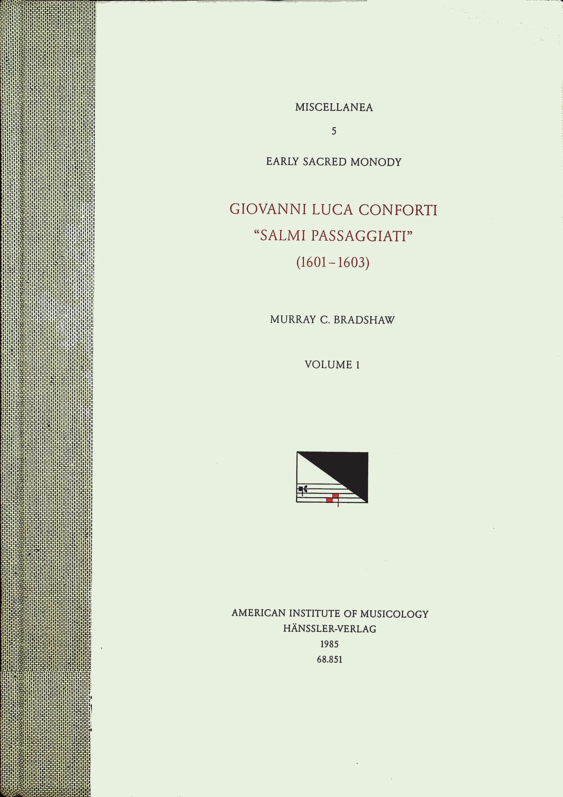 Early Sacred Monody: Giovanni Luca Conforti, Salmi Passagiati 1601-1603 (5) Sheet Music