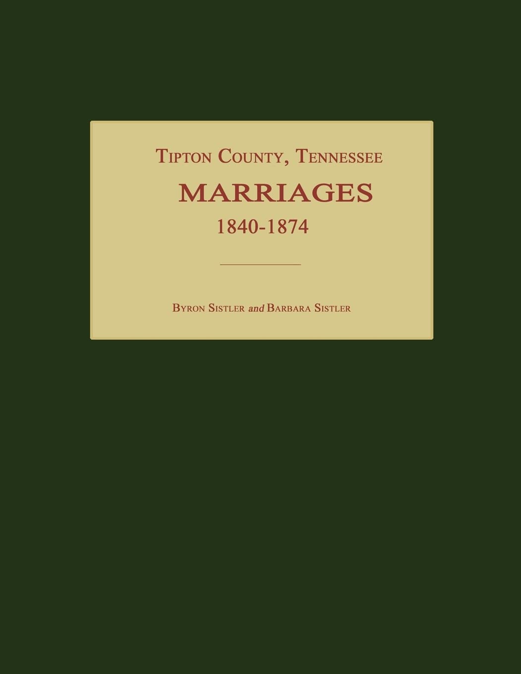 Tipton County, Tennessee, Marriages 1840-1874 Leisure, Home & Garden
