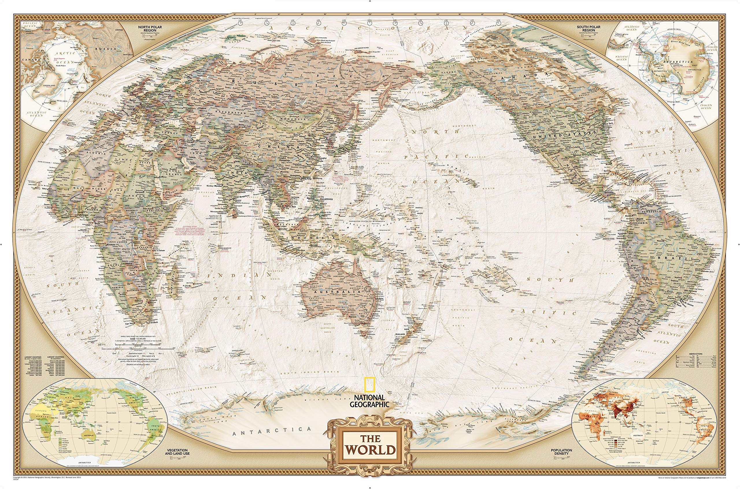 National Geographic Map Executive World, Pacific Centered, enlarged, Planokarte: Wall Maps World (National Geographic Reference Map) Learning & Reference