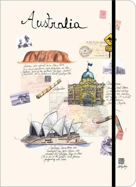 Travel Journal large Australia: Liniert und blanko. Mit Reiseinformationen und Karten, Elastikband, Stiftehalter, Lesebändchen und Falttasche für lose Notizen, Unterlagen oder Visitenkarten Film, Art & Culture