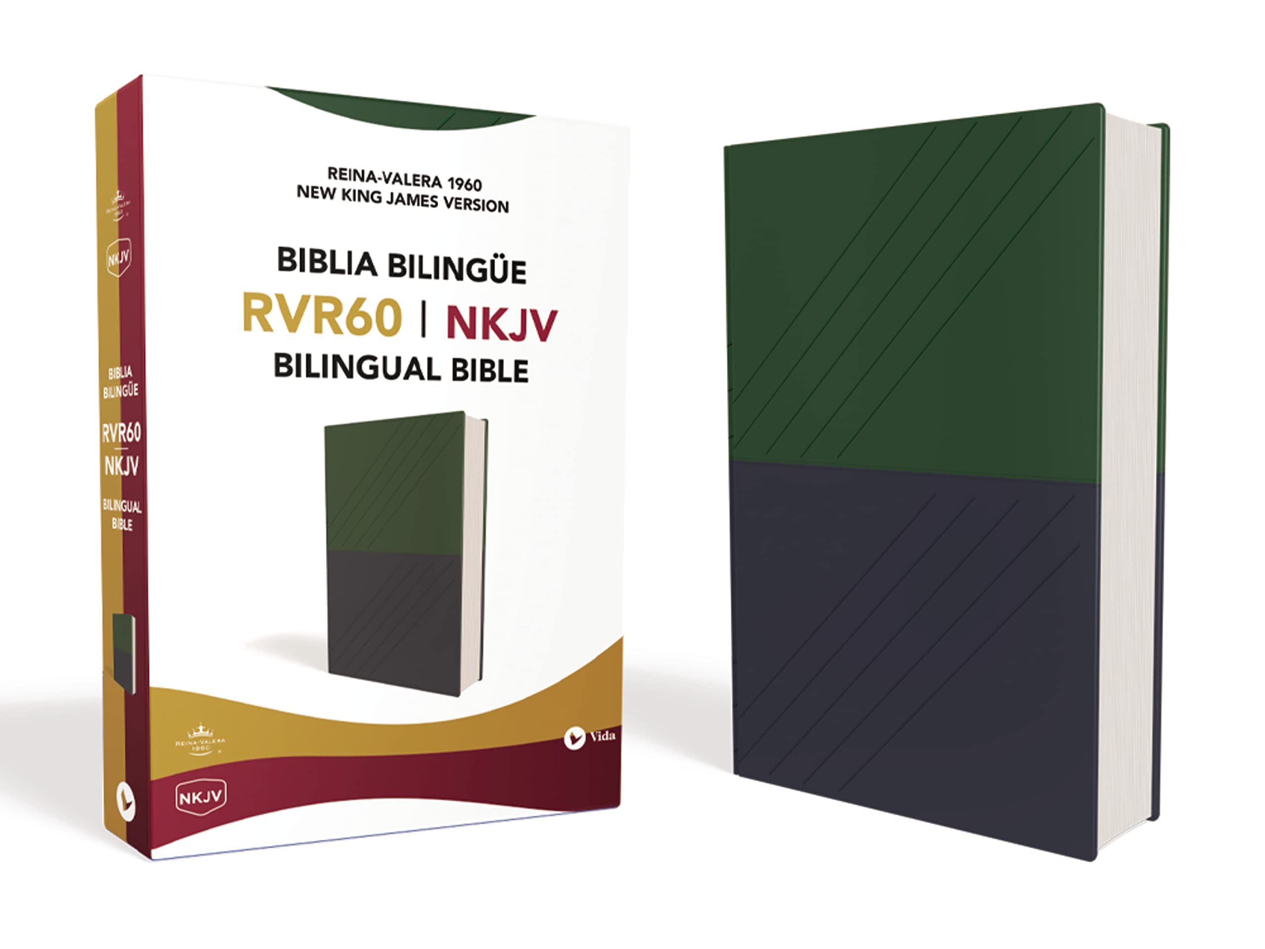 NKJV/RVR60, Bilingual Bible, Leathersoft, 2-Tones Green and Blue / NKJV/RVR60, Biblia Bilingüe, Leathersoft, dos tonos Verde y Azul: Version Reina ... King James Version Blue / Green LeatherSoft Film, Art & Culture
