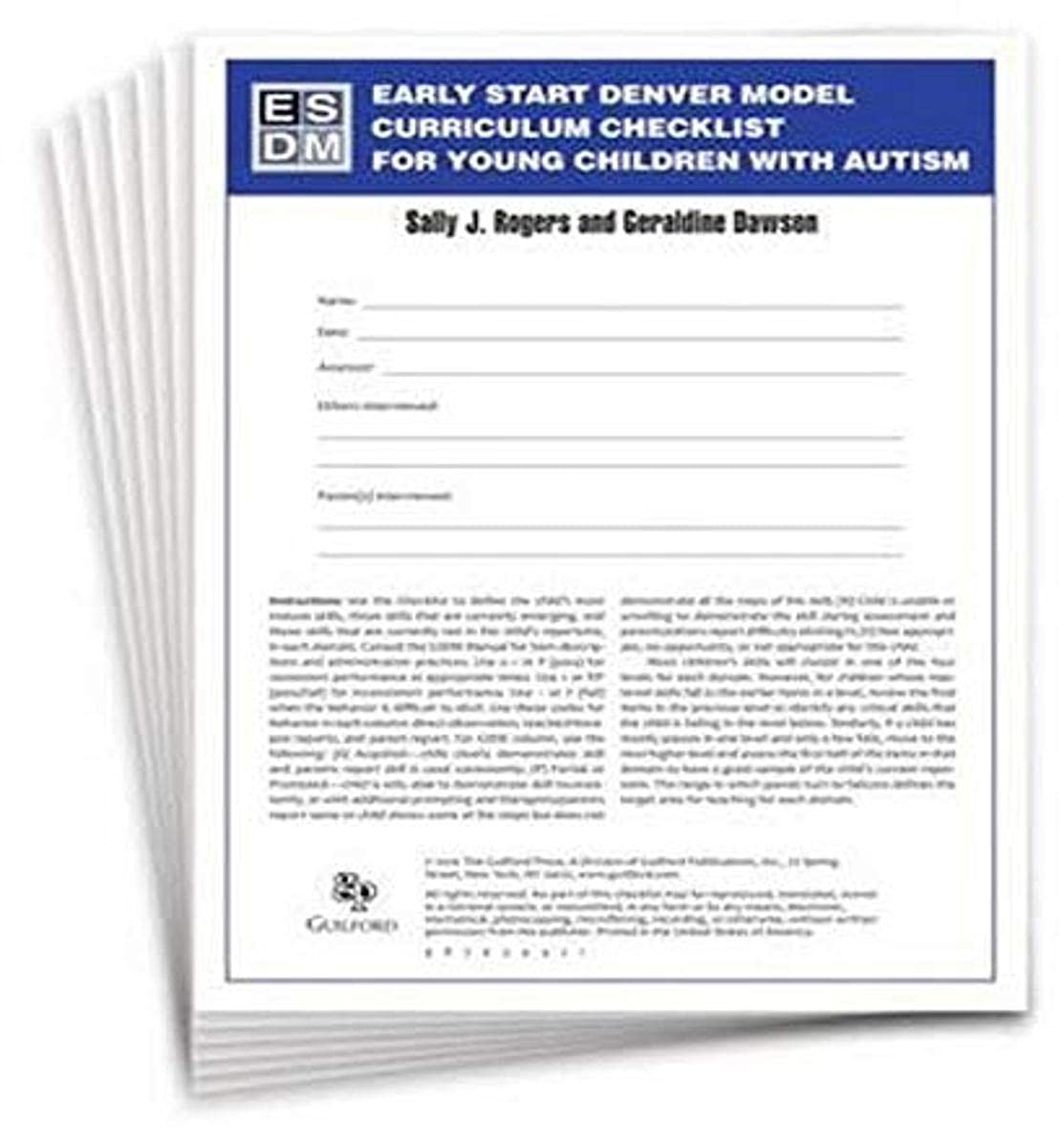 Early Start Denver Model Curriculum Checklist for Young Children with Autism Medicine
