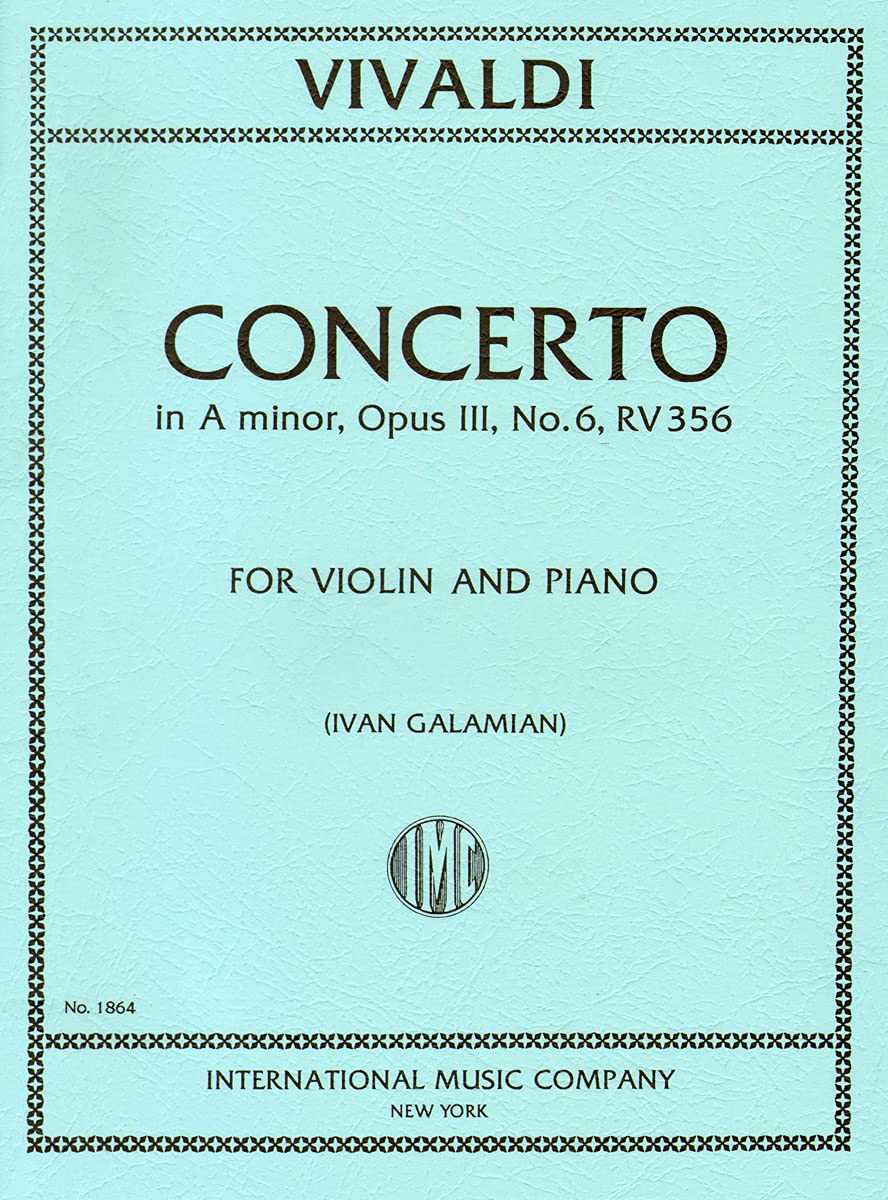 INT1864 - Vivaldi Concerto in A minor, Opus III, No. 6, RV356 For Violin and Piano Sheet Music