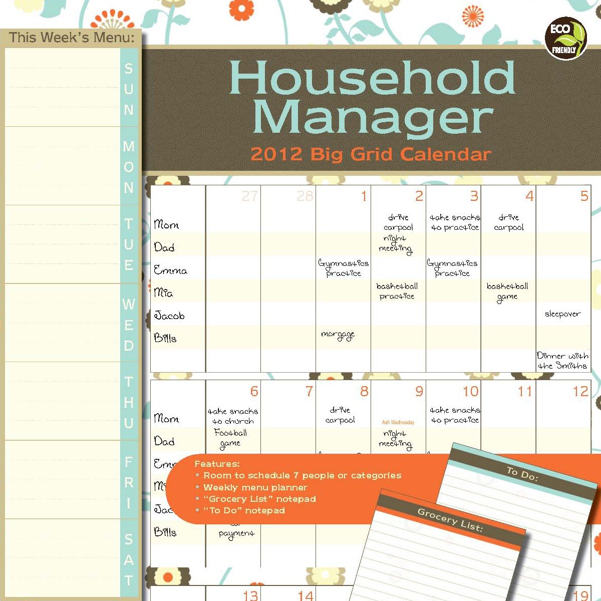 Product Image: Household Manager 2012 Big Grid Calendar