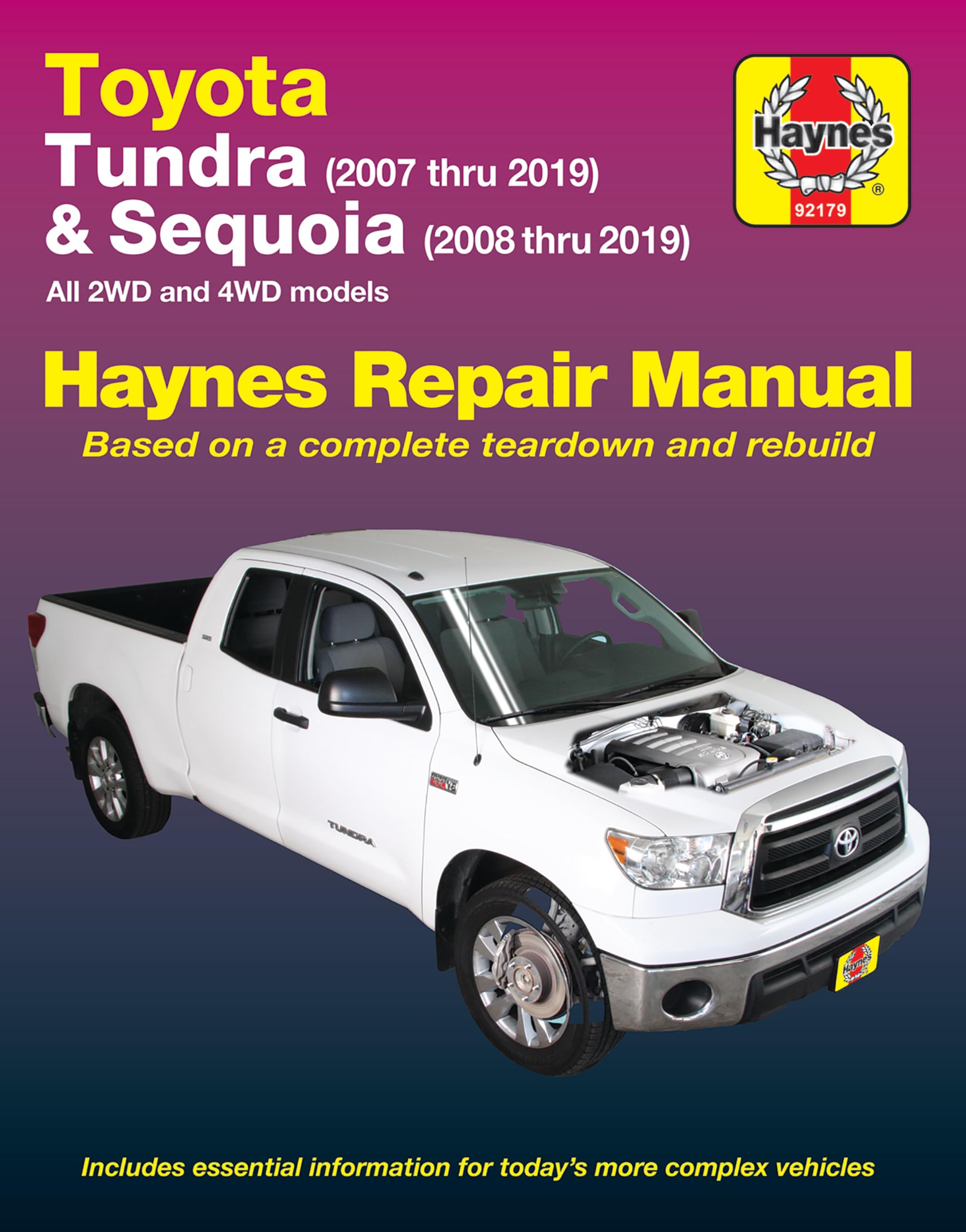 Toyota Tundra 2007 Thru 2019 and Sequoia 2008 Thru 2019 Haynes Repair Manual: All 2wd and 4WD Models: 41821 (Hayne's Automotive Repair Manual) Hobbies & Crafts