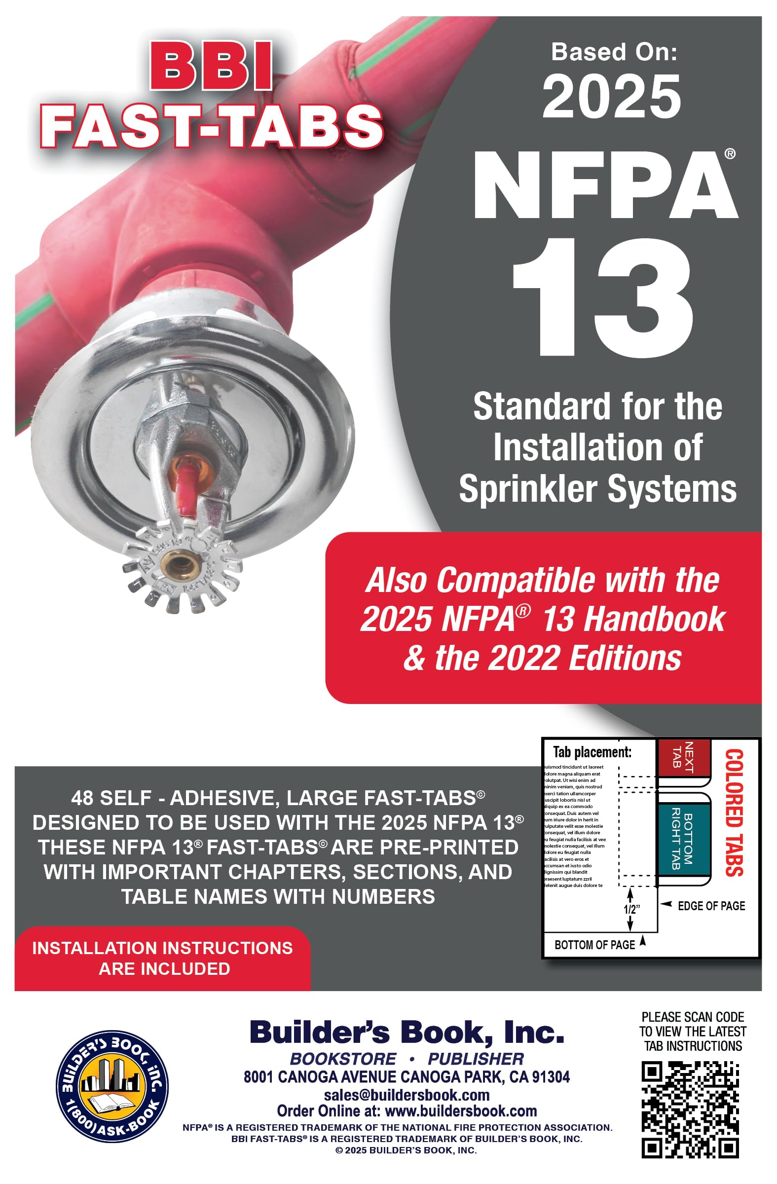 2025 Standard for the Installation of Sprinkler Systems NFPA 13 Fast-Tabs Business & Technology