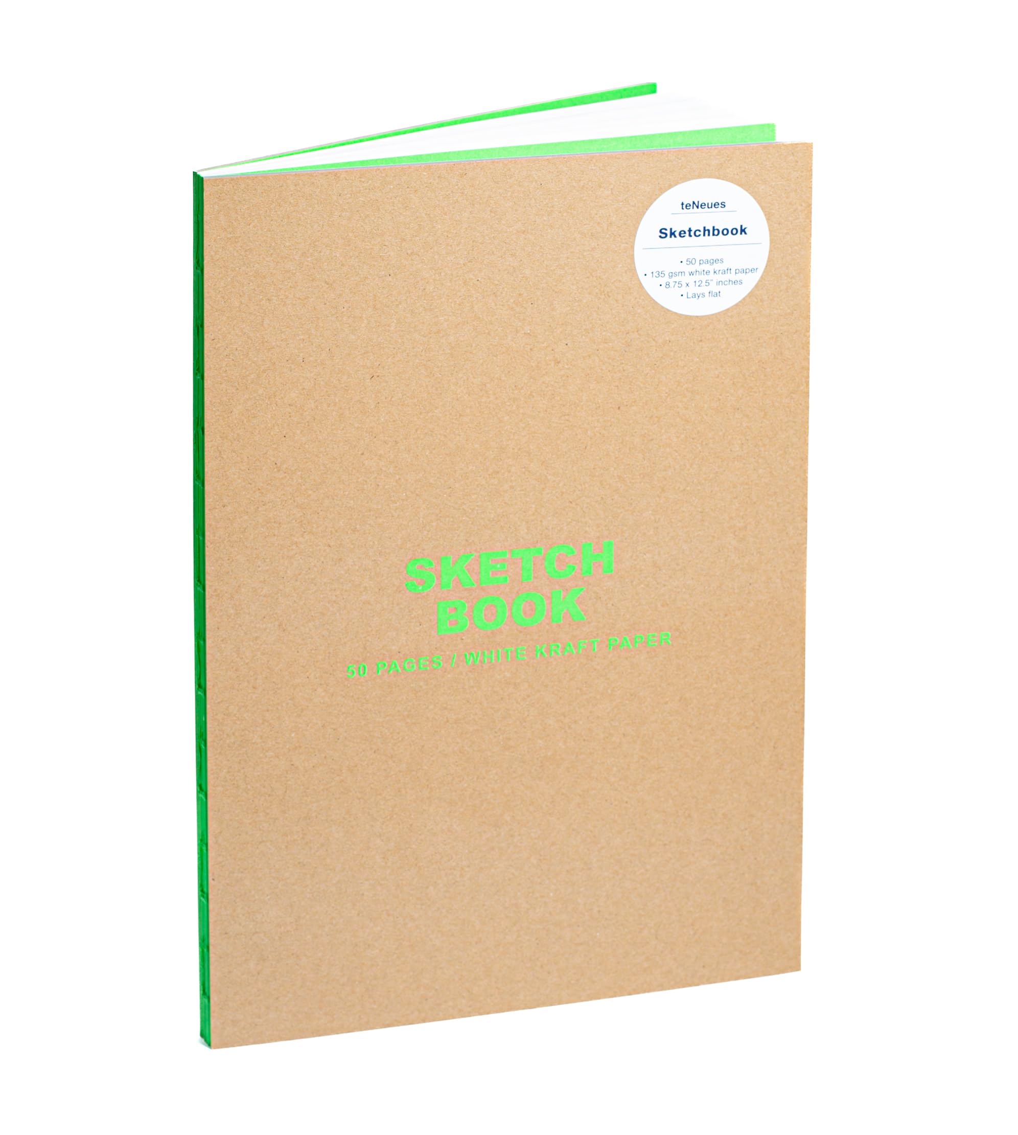 Teneues - Sketchbook Large Format - 50 White Kraft Pages, Lay Flat Binding, Kraft and Neon Green: Sketchbook: Sketchbook (Kraft Series) Film, Art & Culture