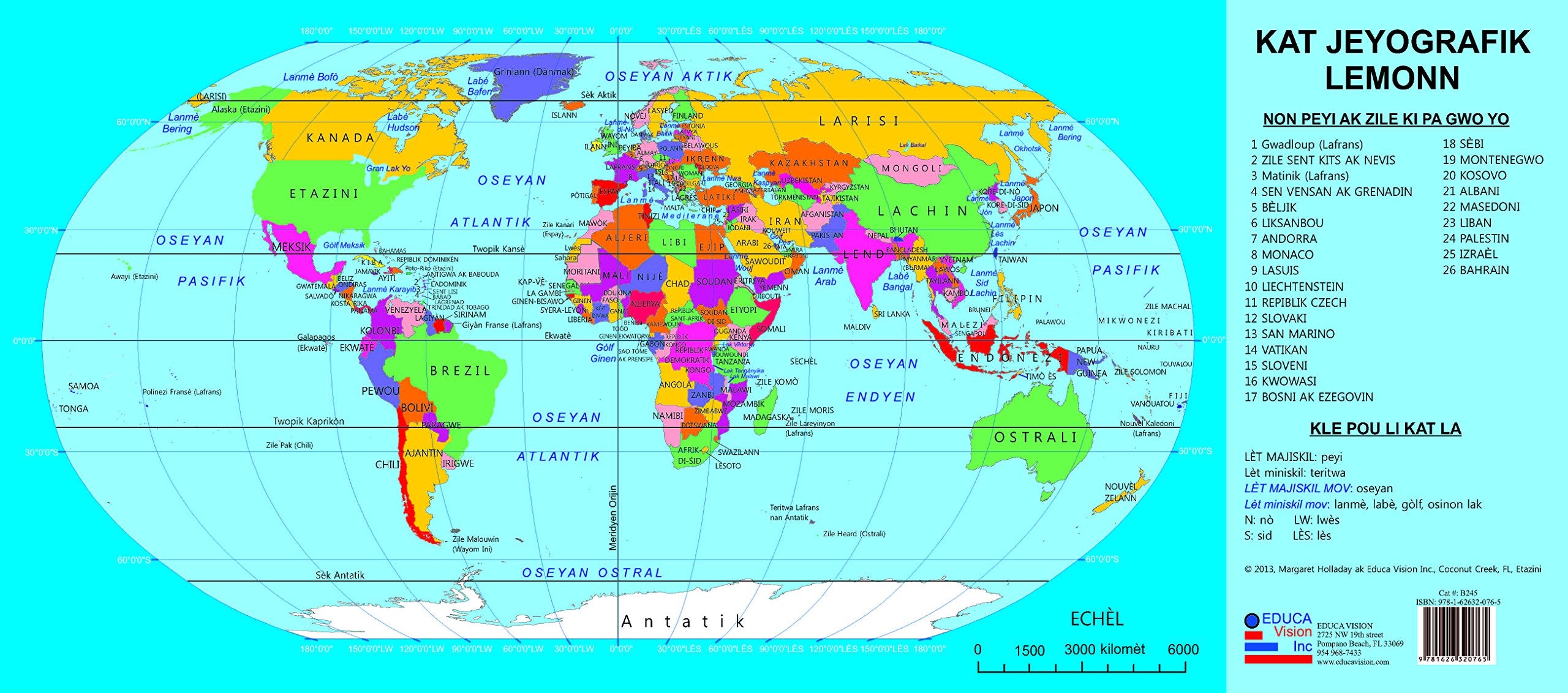 Kat Jeyografik Lemonn / World Map in Haitian Creole (Creole Edition) Reference Books