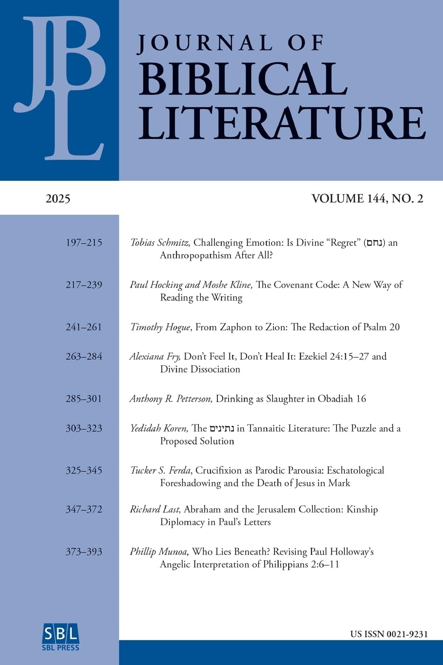 Journal of Biblical Literature 144.2 (2025) Religion & Esotericism