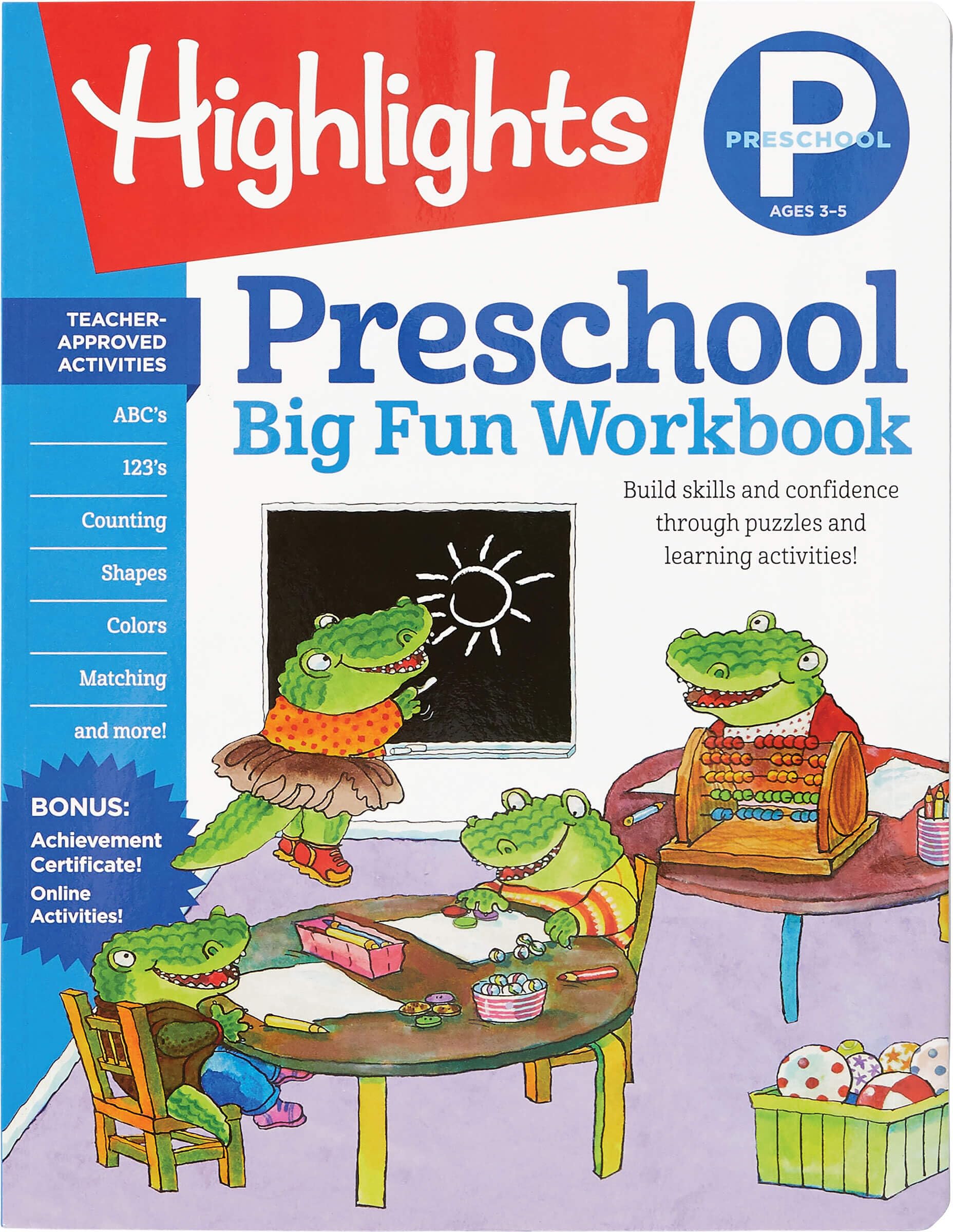 Preschool Big Fun Workbook: 256-Page Preschool Learning and Activity Workbook Full of Preschool Math, Writing Practice, Shapes Practice, Puzzles and More (Highlights Big Fun Activity Workbooks) Study Guides