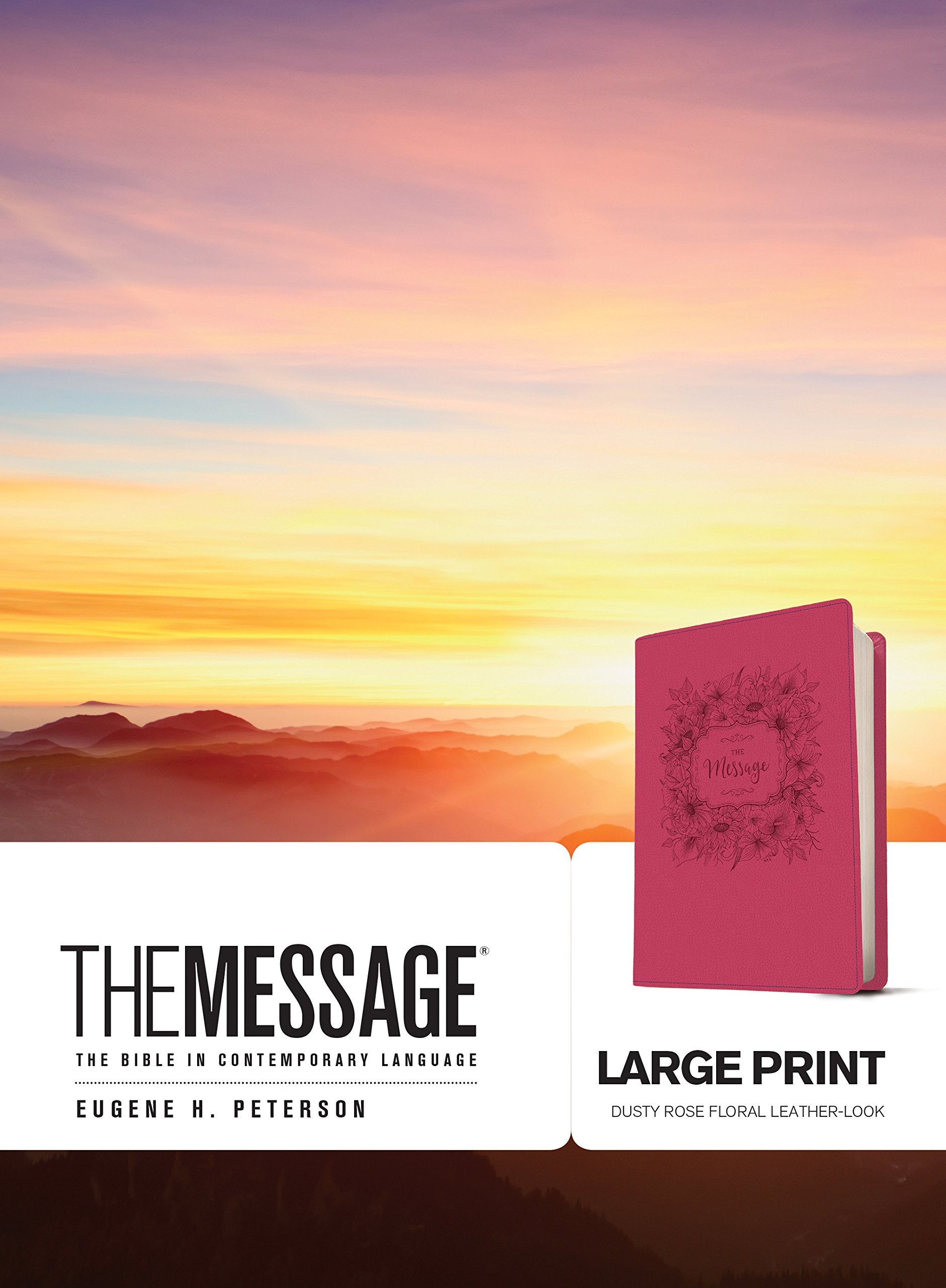 The Message: Dusty Rose Floral Leather-Look, The Bible in Contemporary Language book