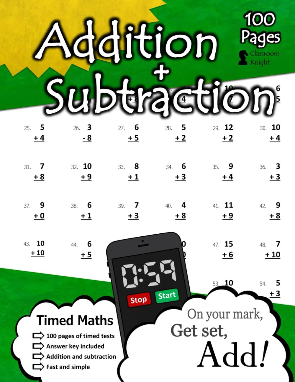 Addition + Subtraction: 100 Practice Pages - Timed Tests - KS1 Maths Workbook (Ages 5-7) – Learn to Add and Subtract - Answer Key Included book