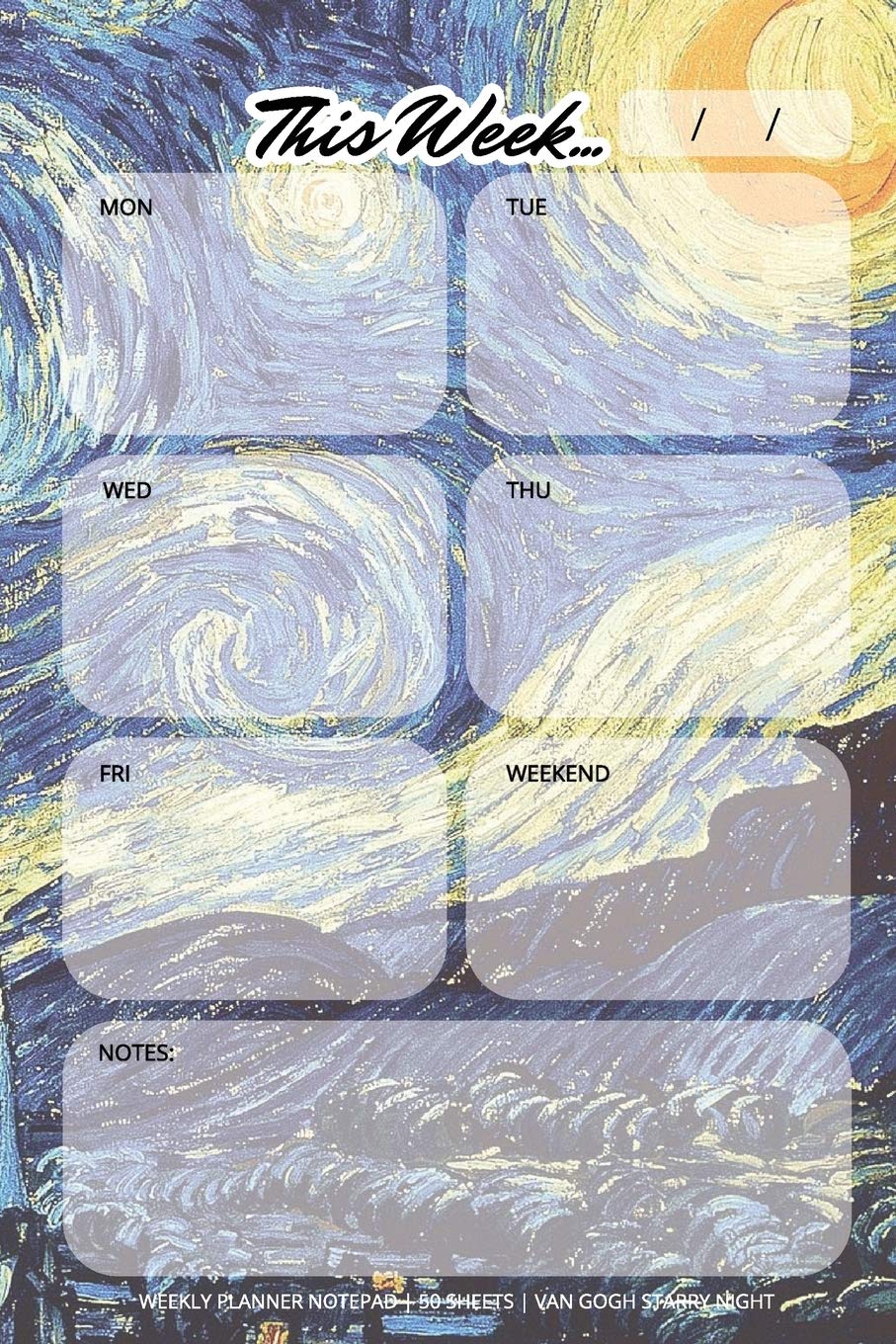 Weekly Planner Notepad: Van Gogh Starry Night, Daily Planning Pad for Organizing, Tasks, Goals, Schedule Business, Finance & Career