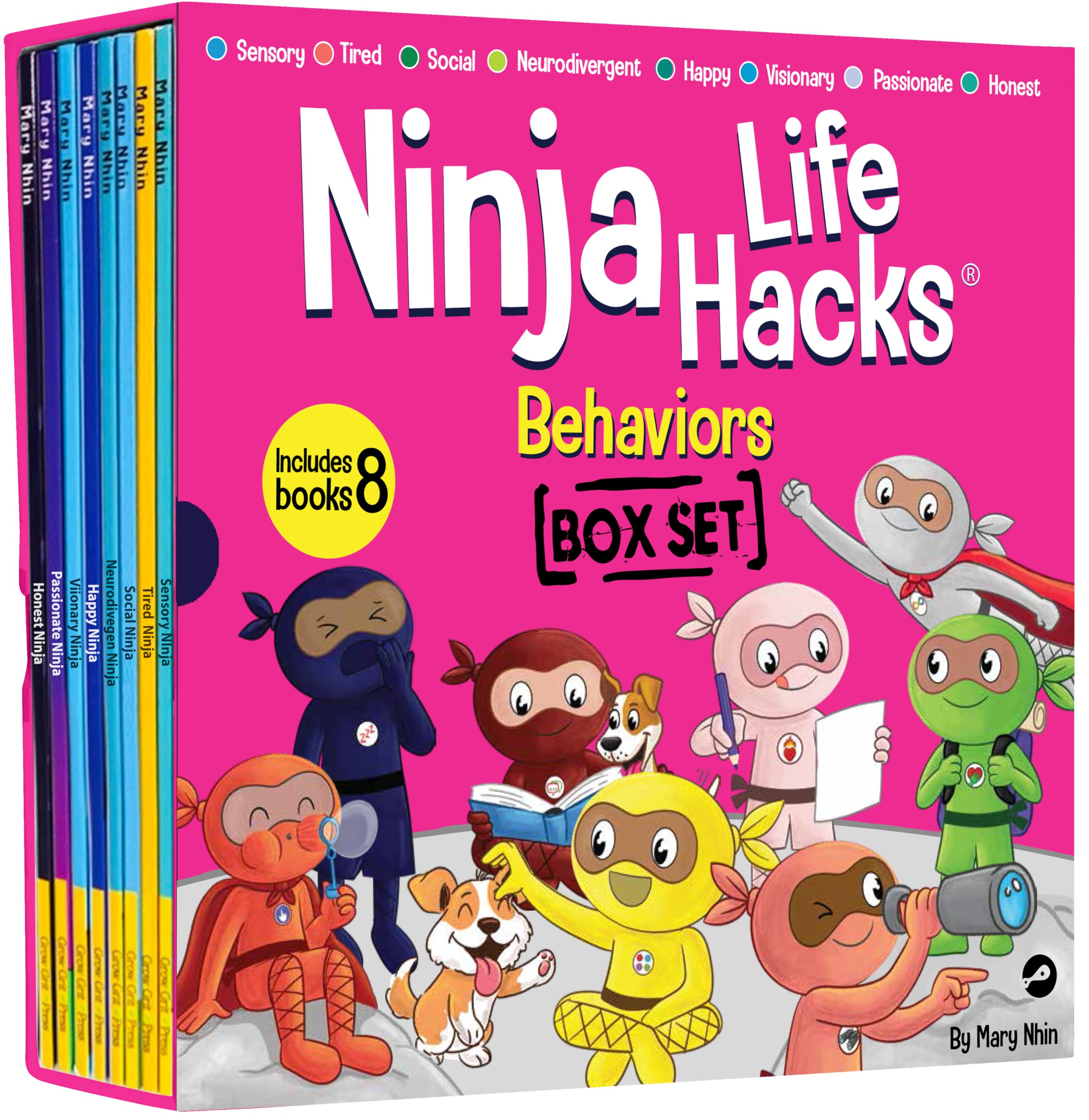 Ninja Life Hacks Behaviors 8 Book Box Set, (Books 88-97: Neurodivergent, Sensory, Social, Tired, Visionary, Happy, Passionate, Honest) Books