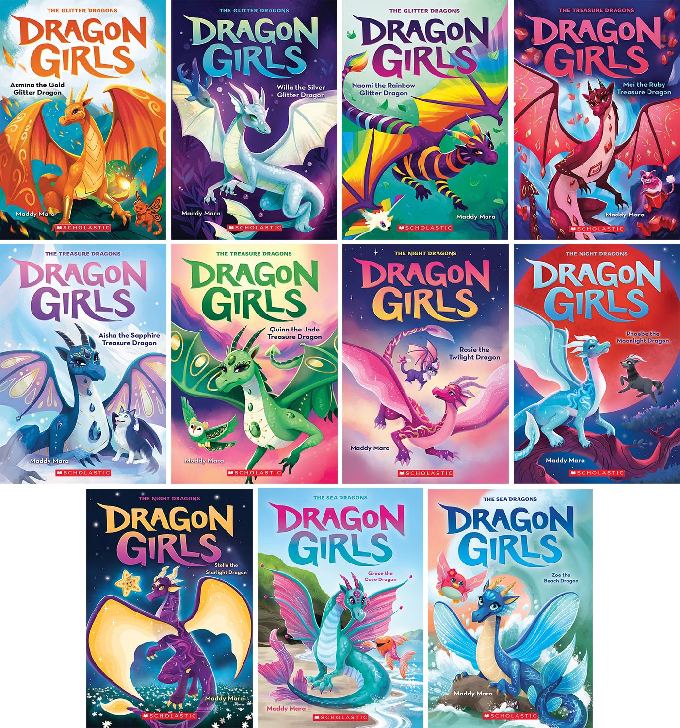 Dragon Girls Series Books Set Vol. 1-11 by Maddy Mara Books