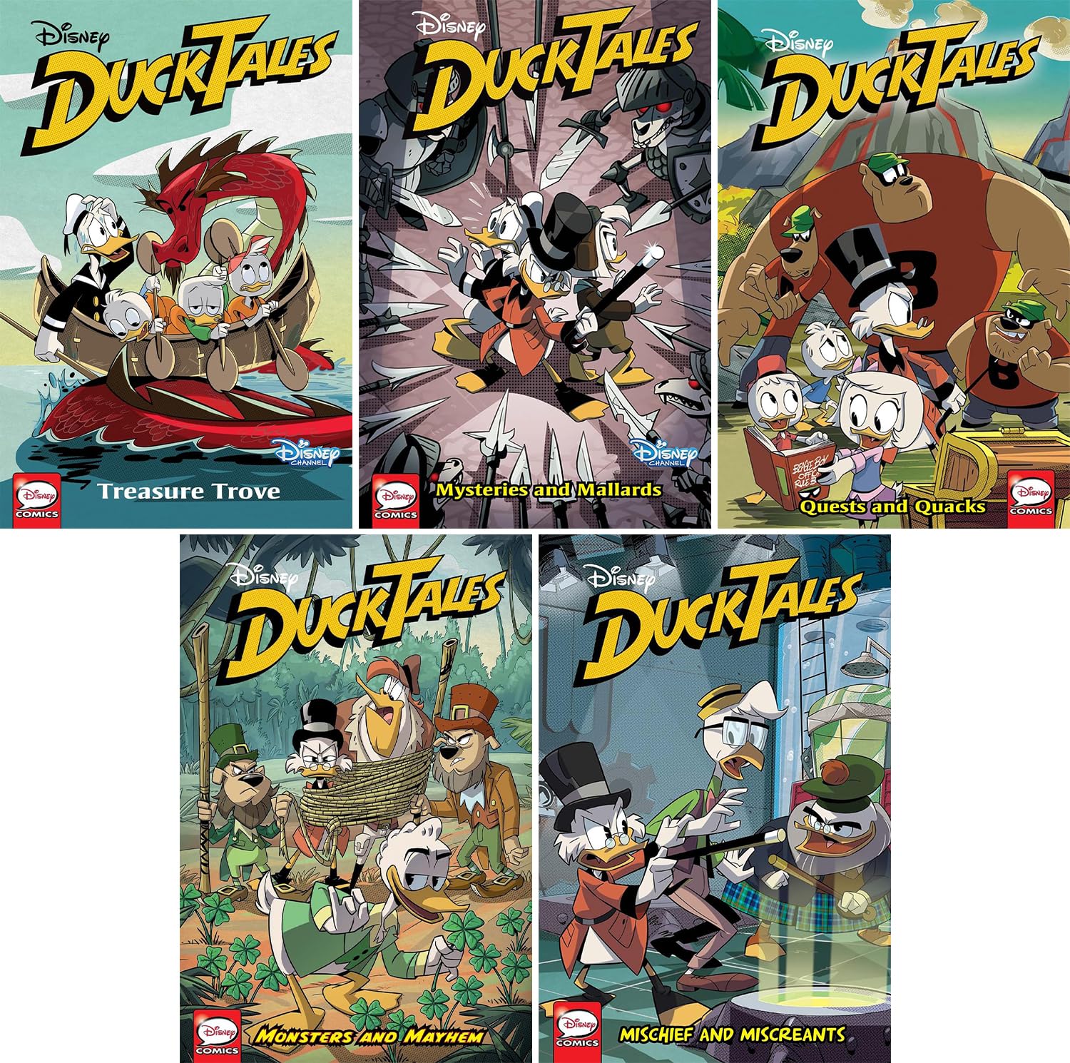 The Duck Tales Series. 5 Books Collection Set. Treasure Trove, Mysteries and Mallards, Quests and Quacks, Monsters and Mayhem, Mischief and Miscreants by Steve Behling, Joe Caramagna Books