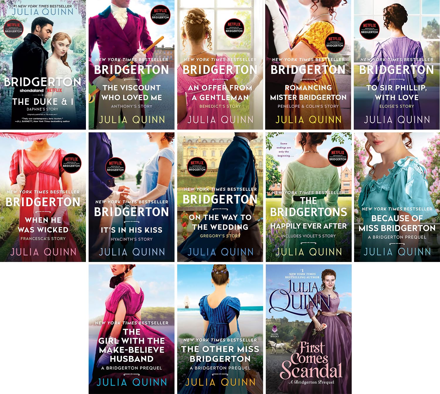 The Bridgertons Family Series Total 13 Books Set. The Bridgertons Sereis Vol. 1-Vol. 9 and A Bridgerton Prequel Series Vol. 1-Vol. 4 by Julia Quinn Books