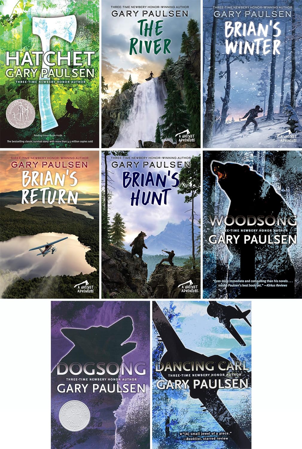 8 Books Collection Set by Gary Paulsen, Brian's Hunt, Woodsong, Dogsong, Dancing Carl, Brian's Winter, Brian's - Return, Hatchet, The River, Fiction