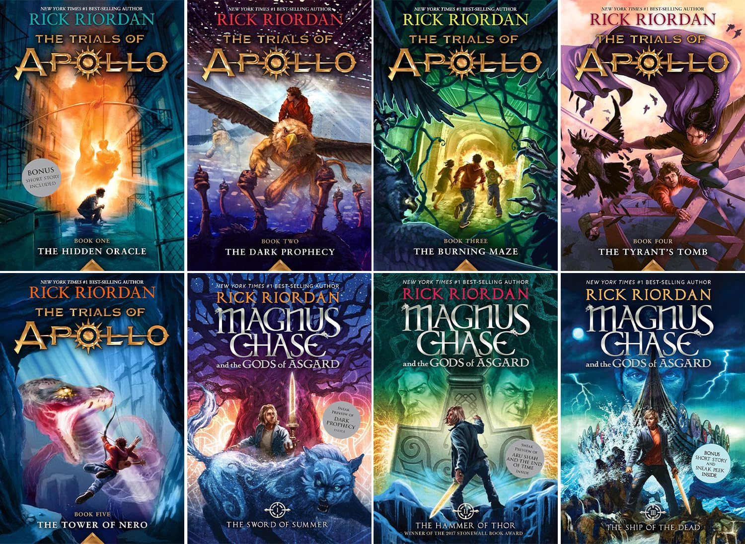 The Trials of Apollo & Magnus Chase and the Gods of Asgard, 8 Books Collection Set, Rick Riordan Best-selling 2 Series Combo Set Novels & Short Stories