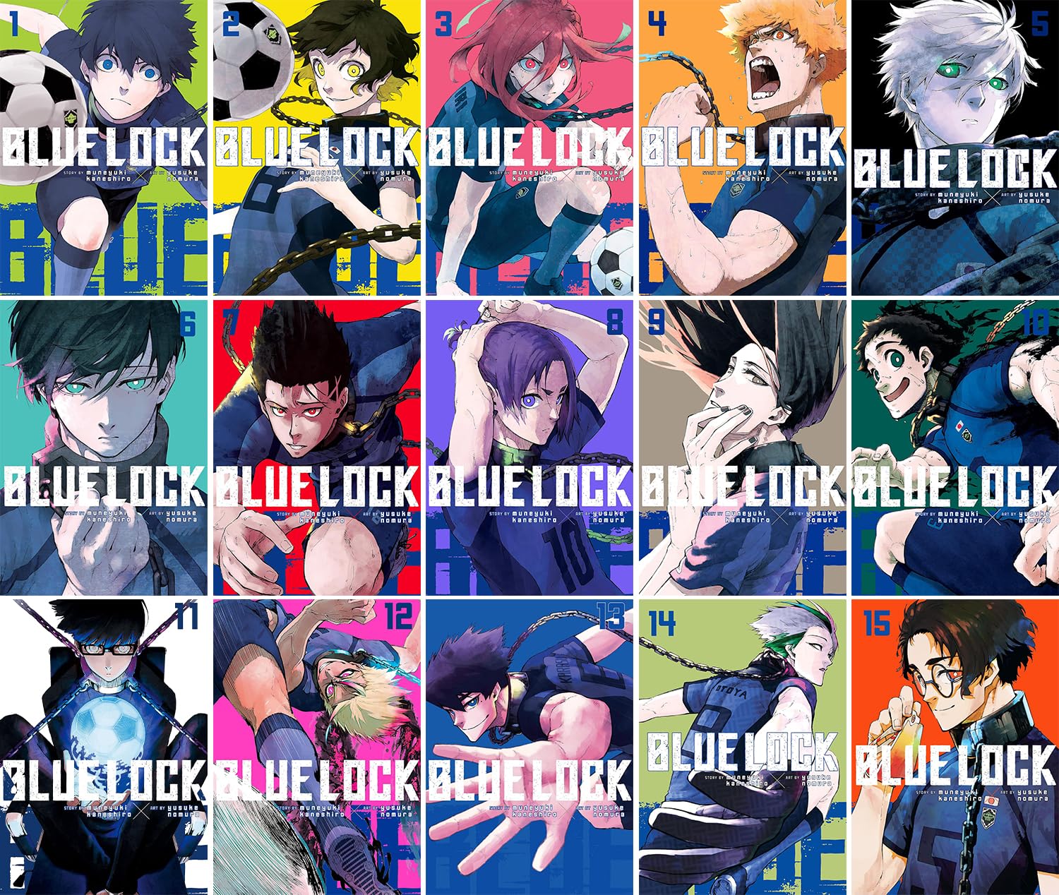 Blue Lock Series Vol. 1-15, 15 Books Collection Set, by Muneyuki Kaneshiro Manga