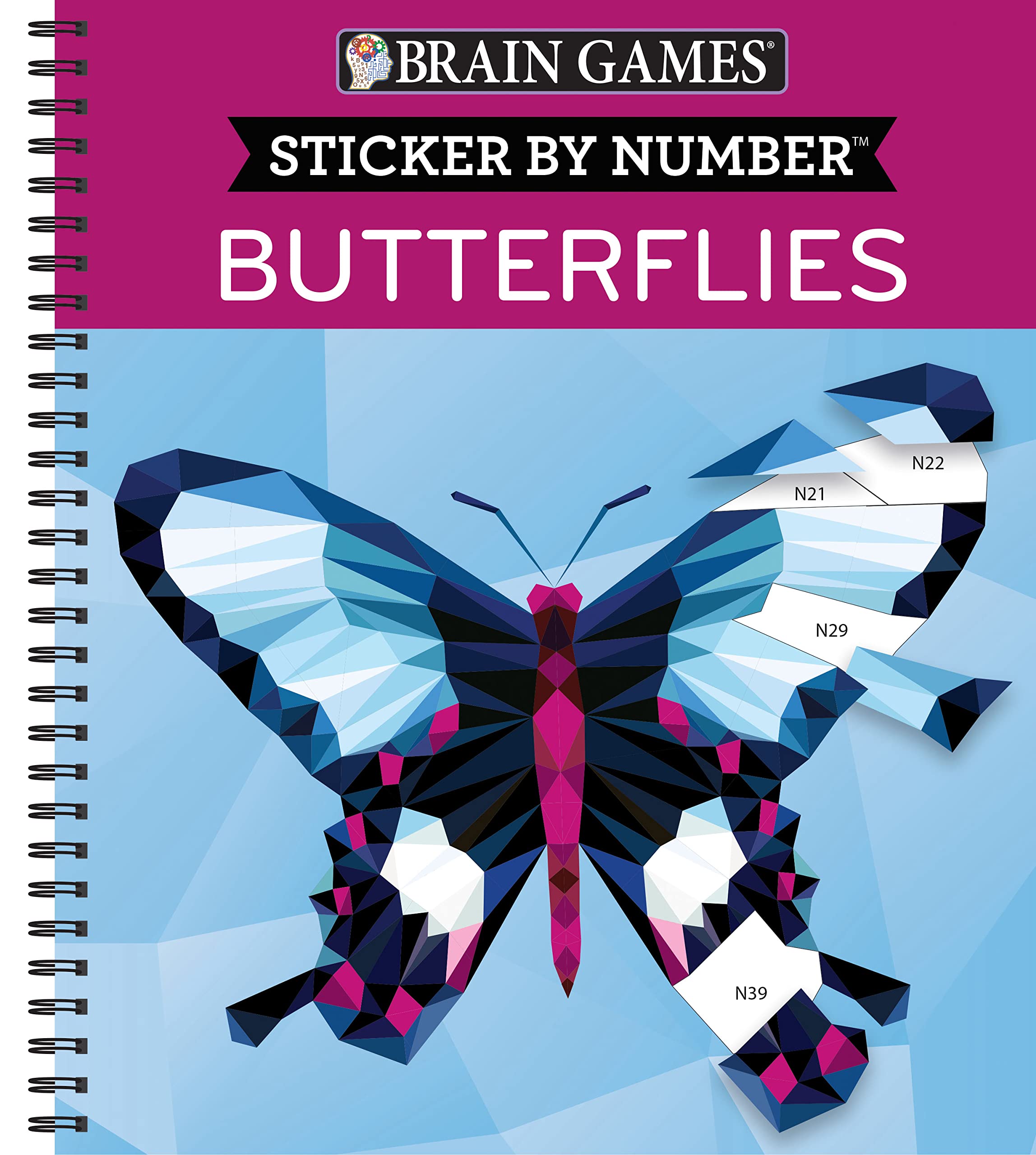 Brain Games - Sticker by Number: Butterflies - 2 Books in 1 (42 Images to Sticker) Books