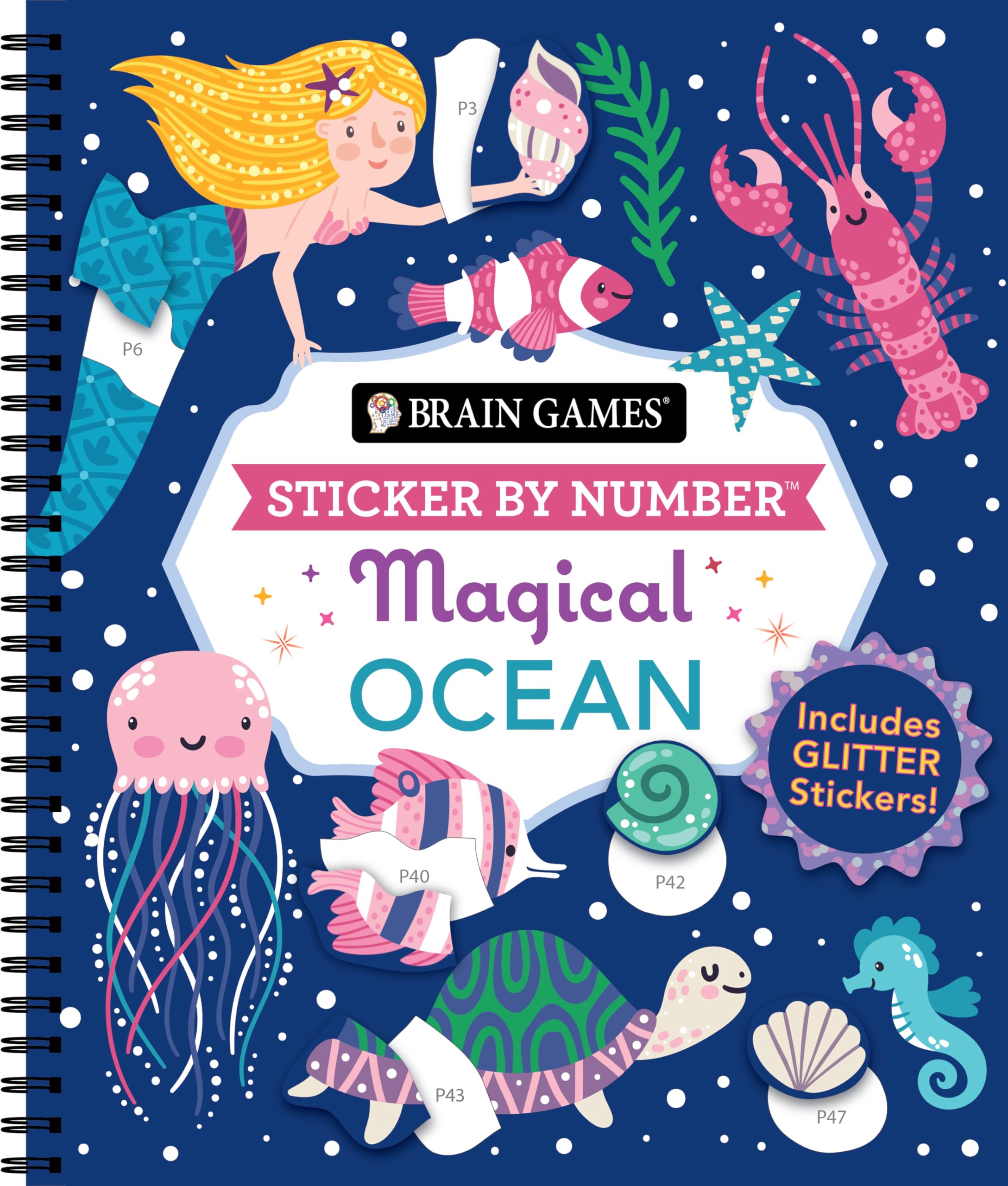 Brain Games - Sticker by Number: Magical Ocean (20 Images to Sticker): Includes 2 Glitter Sticker Sheets to Complete Each Image! Tiptoi & Games