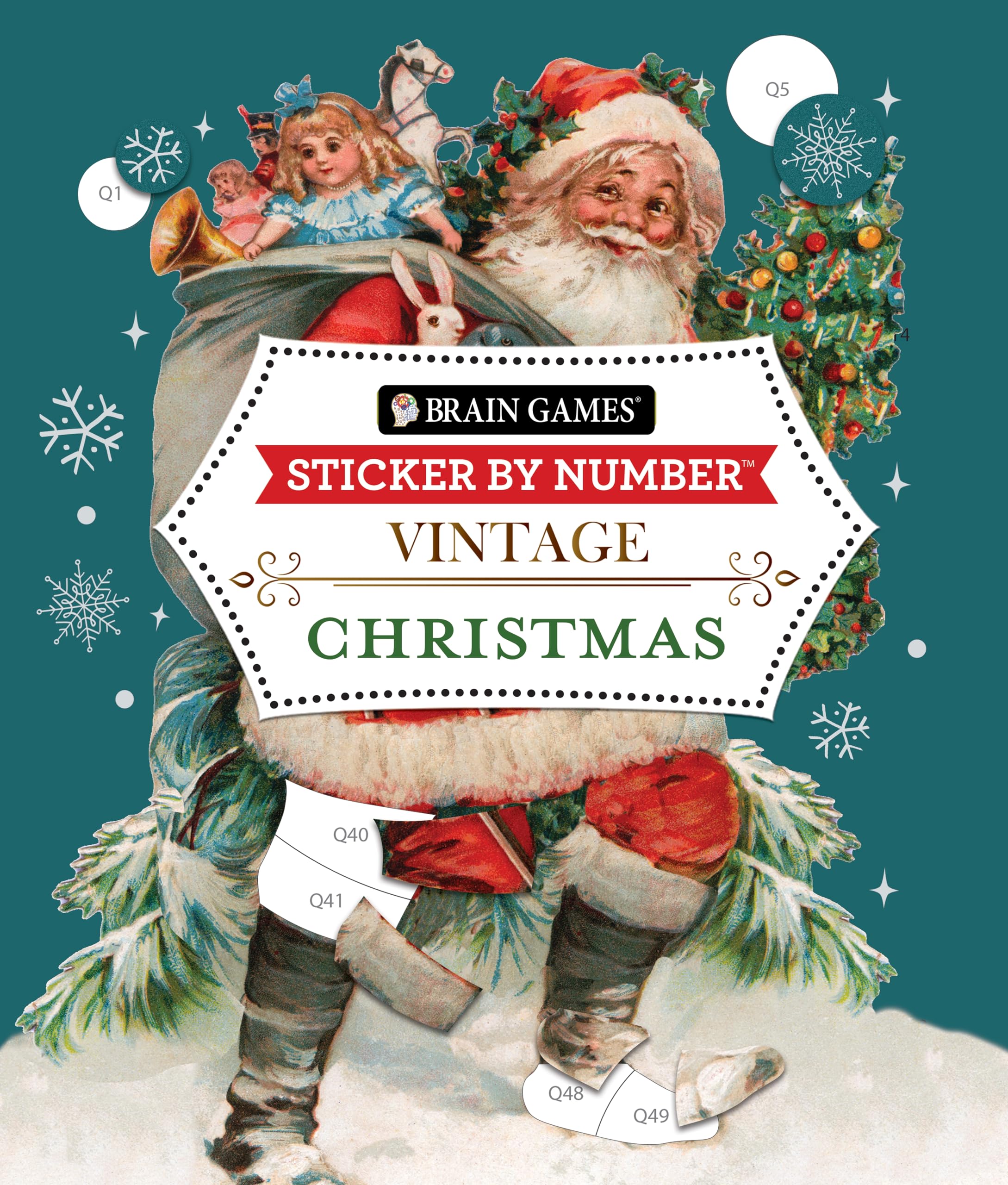 Brain Games - Sticker by Number - Vintage: Christmas (28 Images to Sticker) Hobbies & Crafts