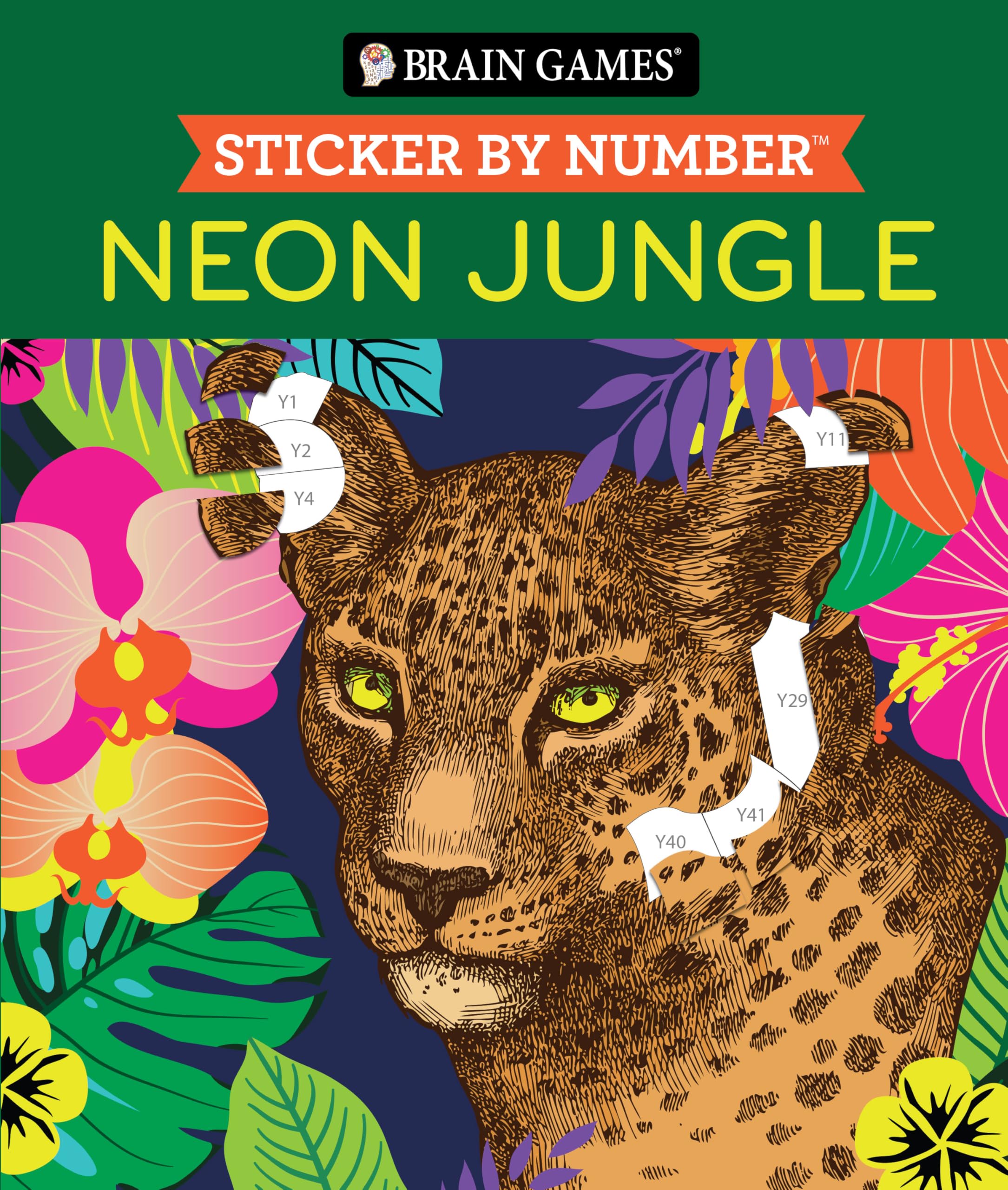 Brain Games - Sticker by Number: Neon Jungle (28 Images to Sticker) book