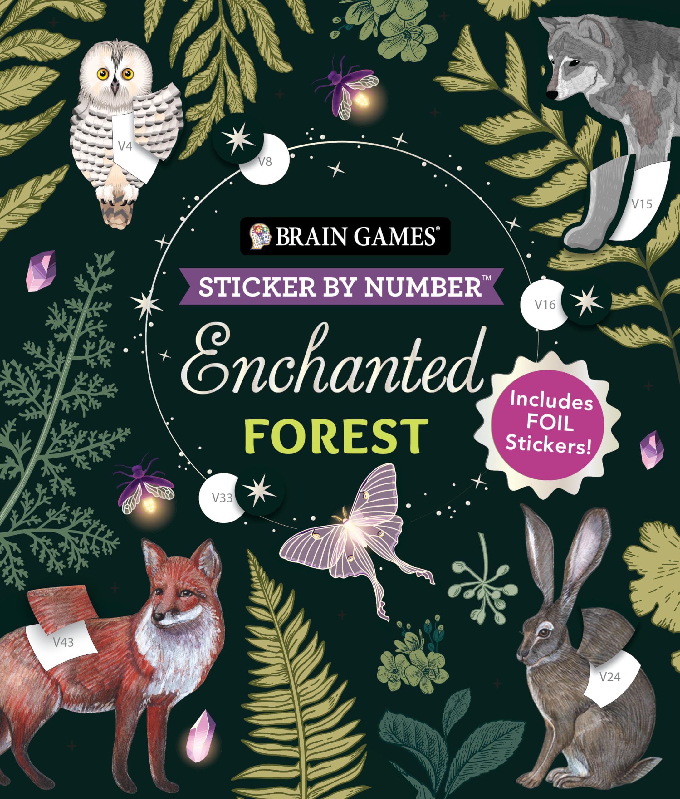 Brain Games - Sticker by Number: Enchanted Forest (24 Images to Sticker) Mathematics