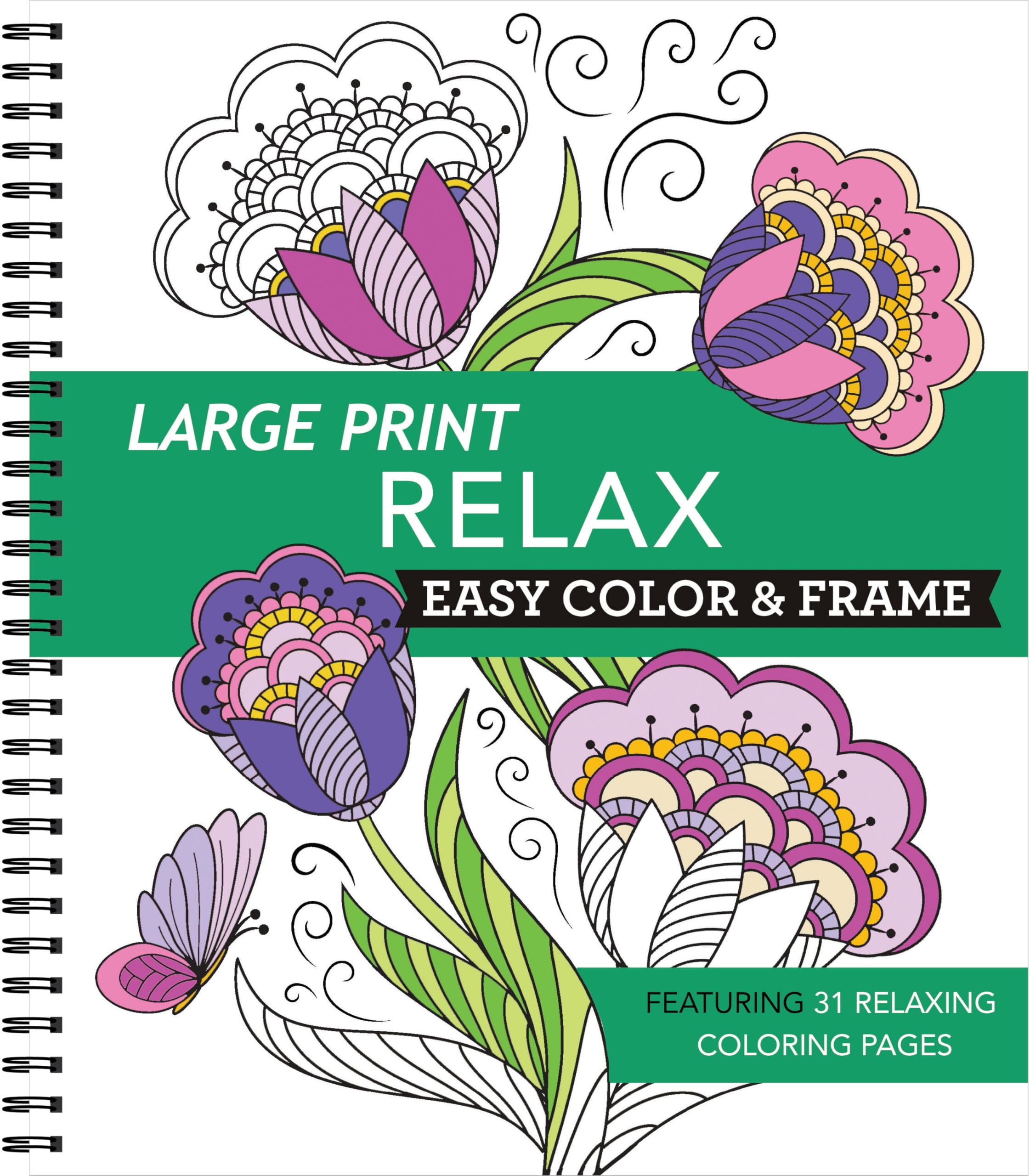 Large Print Easy Color & Frame - Relax: Featuring 31 Relaxing Coloring Pages Hobbies & Crafts