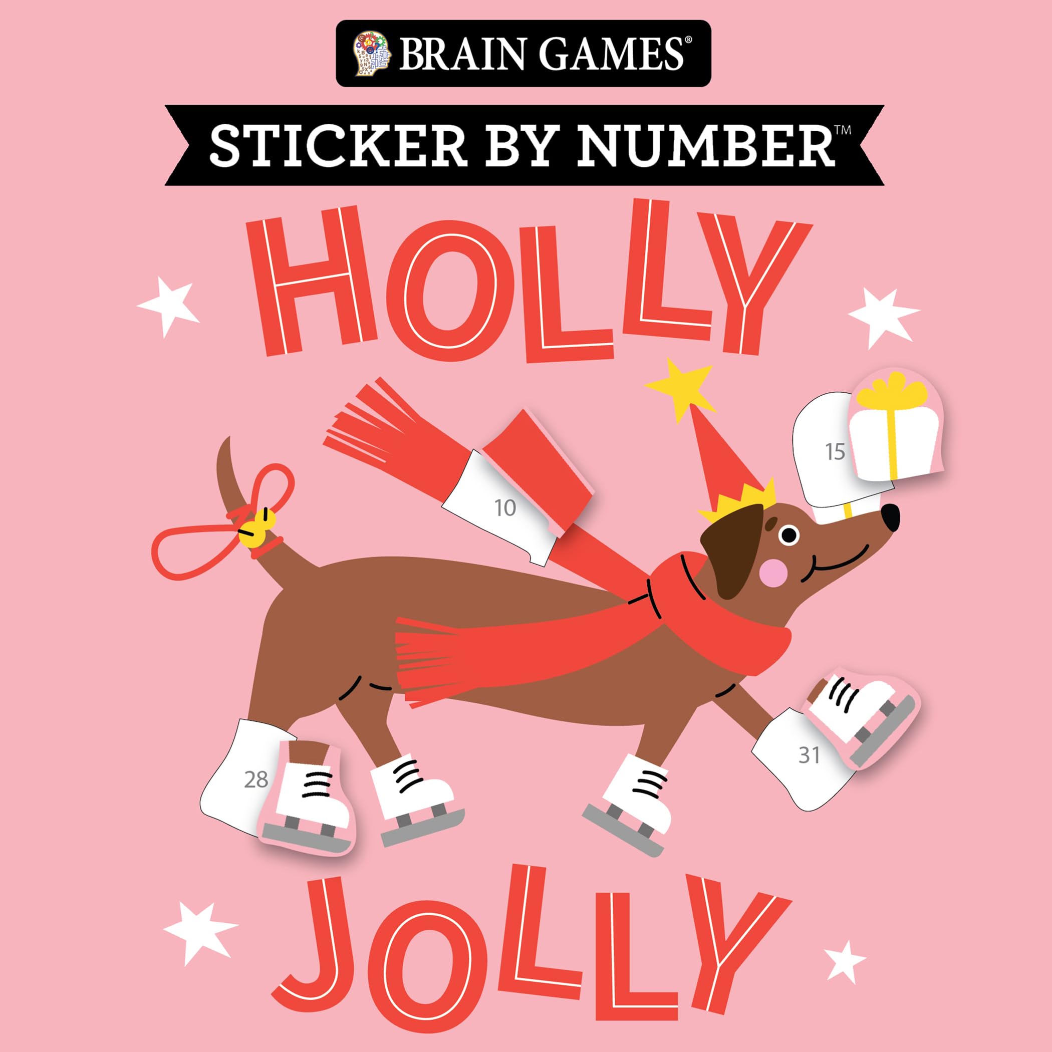 Brain Games - Sticker by Number: Holly Jolly (Christmas - Stocking Stuffer) Hobbies & Crafts