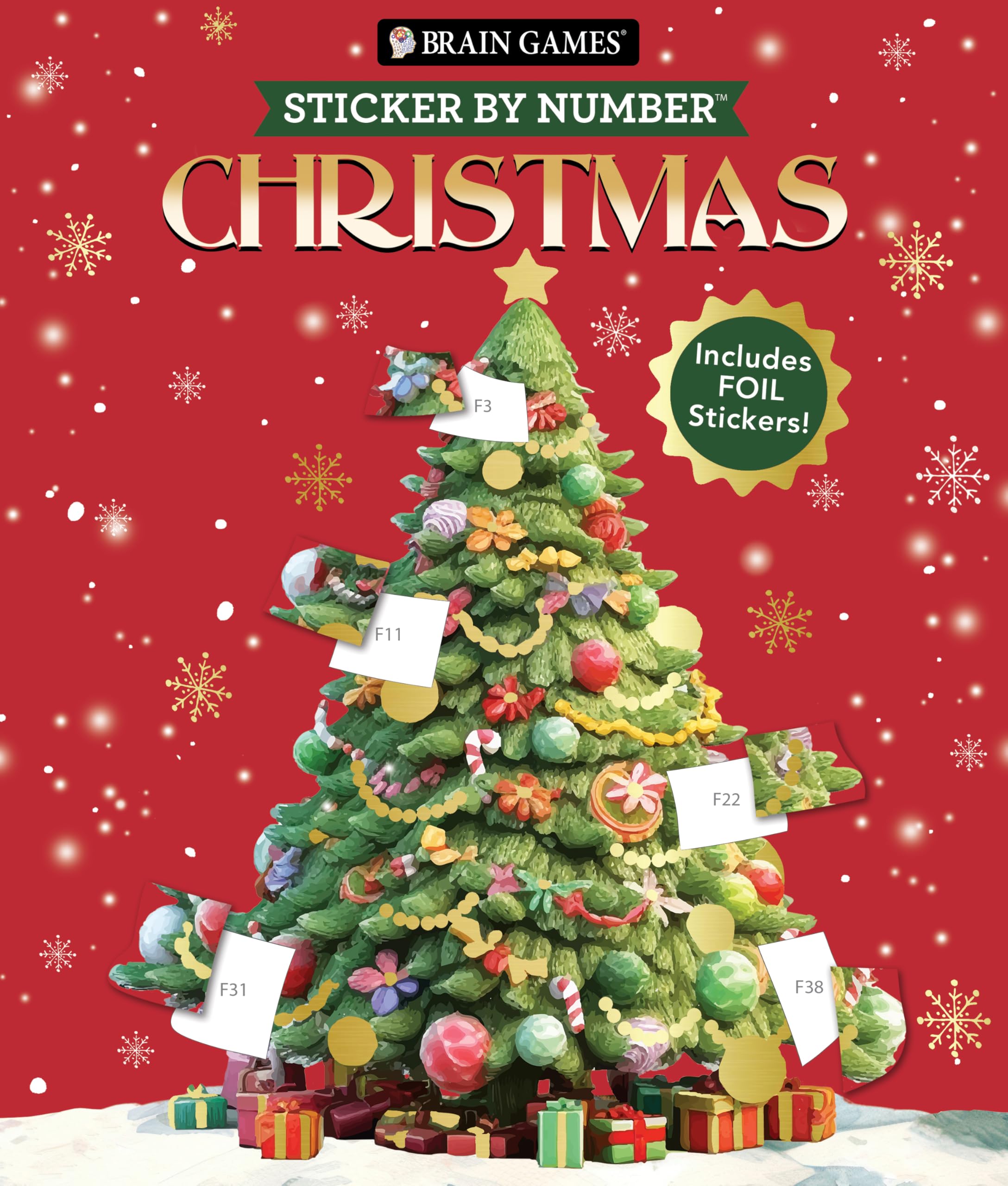 Brain Games - Sticker by Number: Christmas (24 Images to Sticker - Watercolor Tree Cover) Hobbies & Crafts