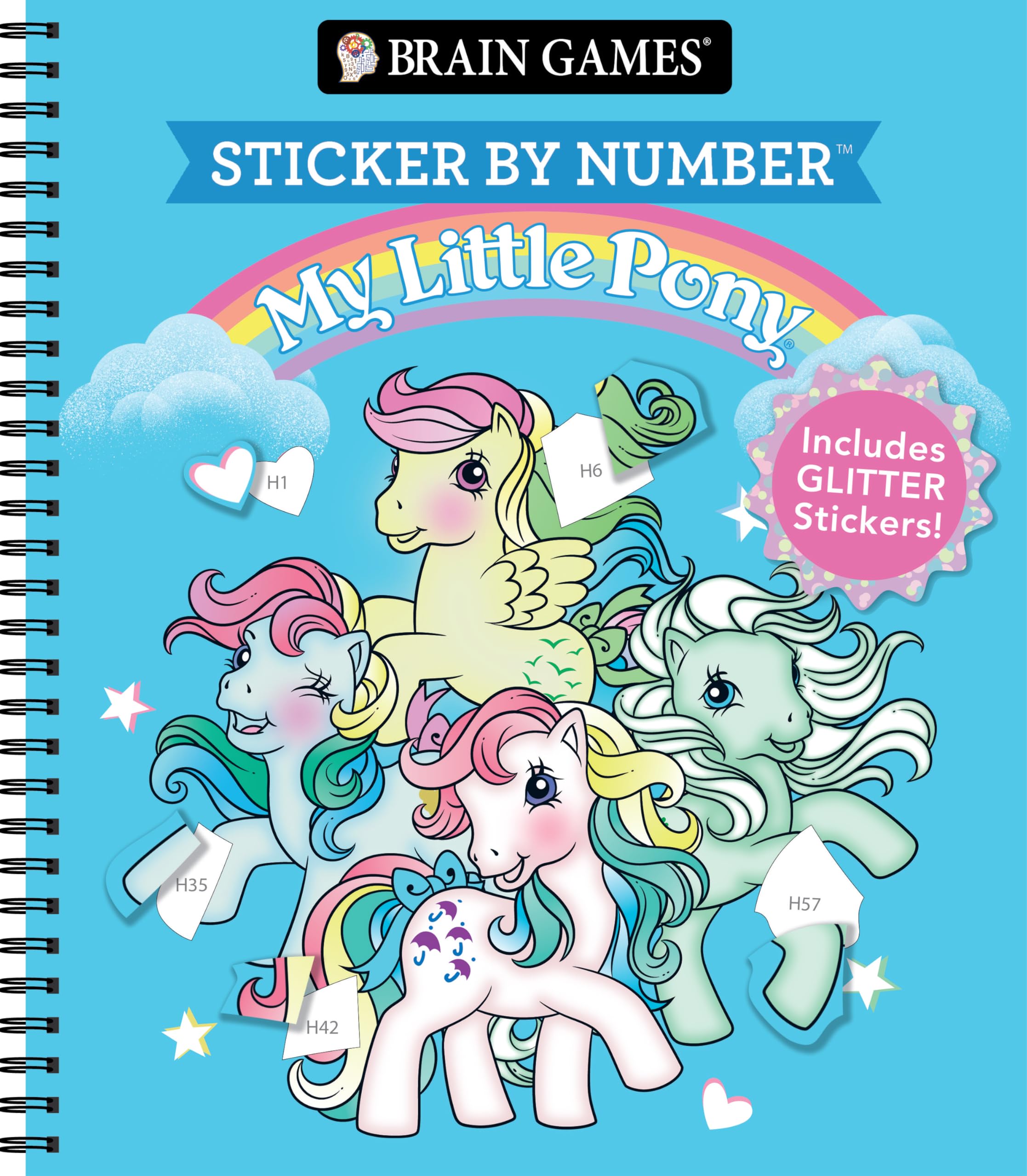 Brain Games - Sticker by Number: My Little Pony - For All Ages Includes Glitter Stickers Perforated, Spiral Bound Nostalgic Activity Book Gift Film, Art & Culture