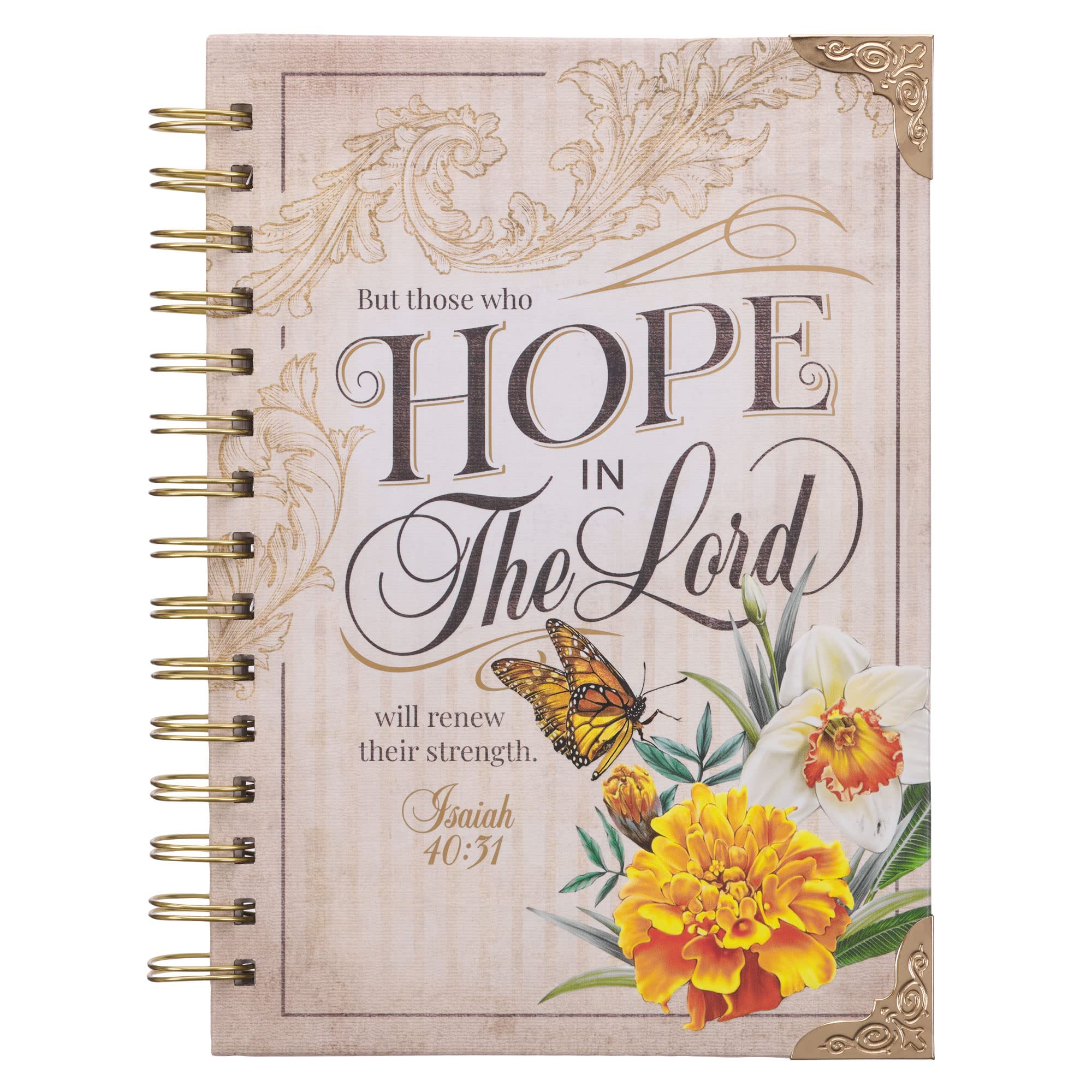 Christian Art Gifts Journal w/Scripture for Women Hope in The Lord Isaiah 40:31 Butterfly Deep Ocean Blue 192 Ruled Pages, Large Hardcover Notebook, Wire Bound Lifestyle