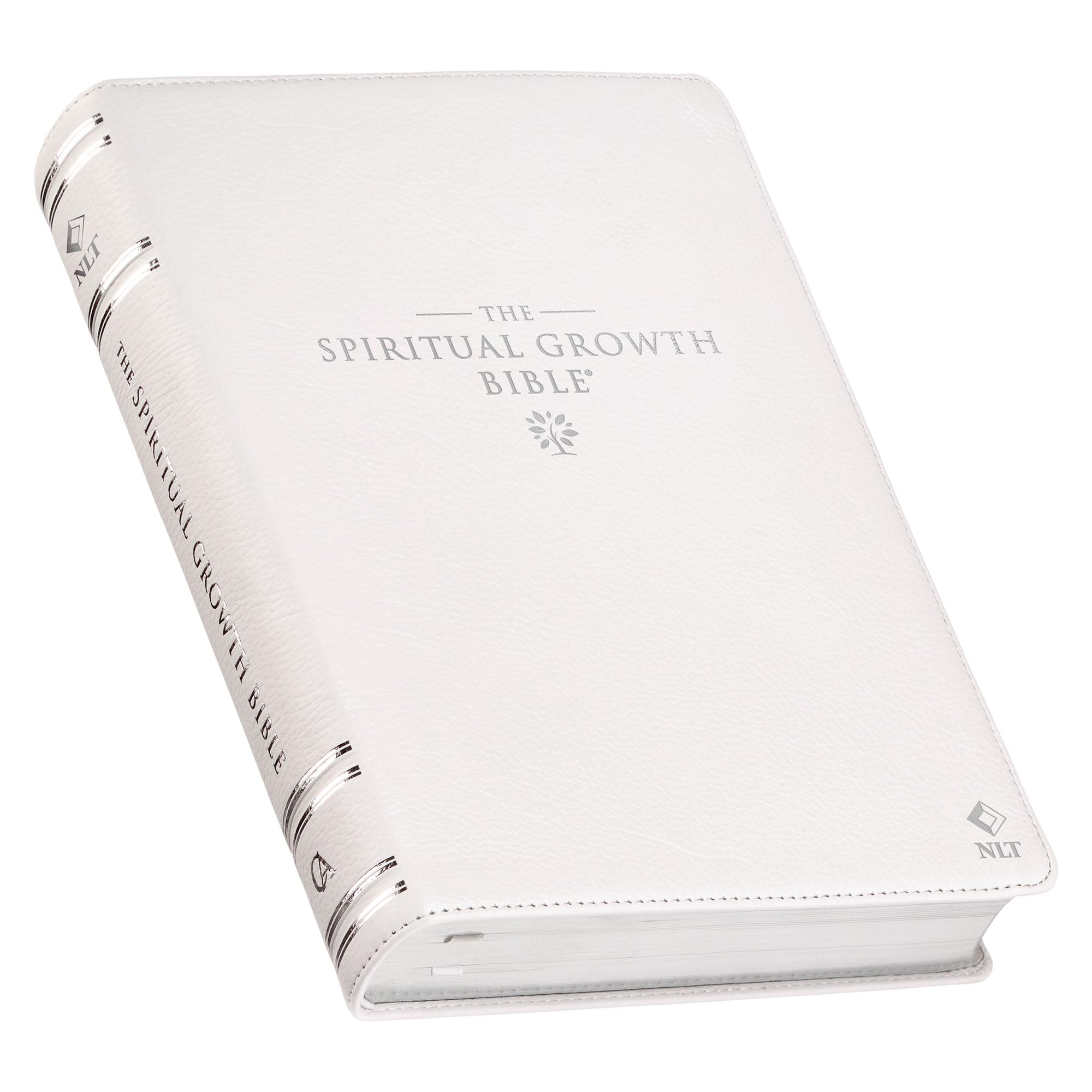 The Spiritual Growth Bible, Study Bible, NLT - New Living Translation Holy Bible, Premium Full Grain Leather, White Religion & Esotericism